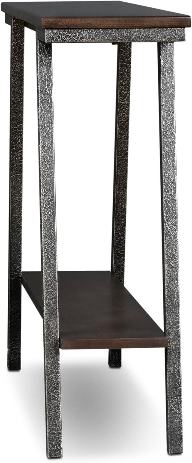 image:imageLeick Home 11233 Ironcraft Rustic Two Drawer Hall Console Sofa Table with Shelf Mission Oak and Black MetalWalnut