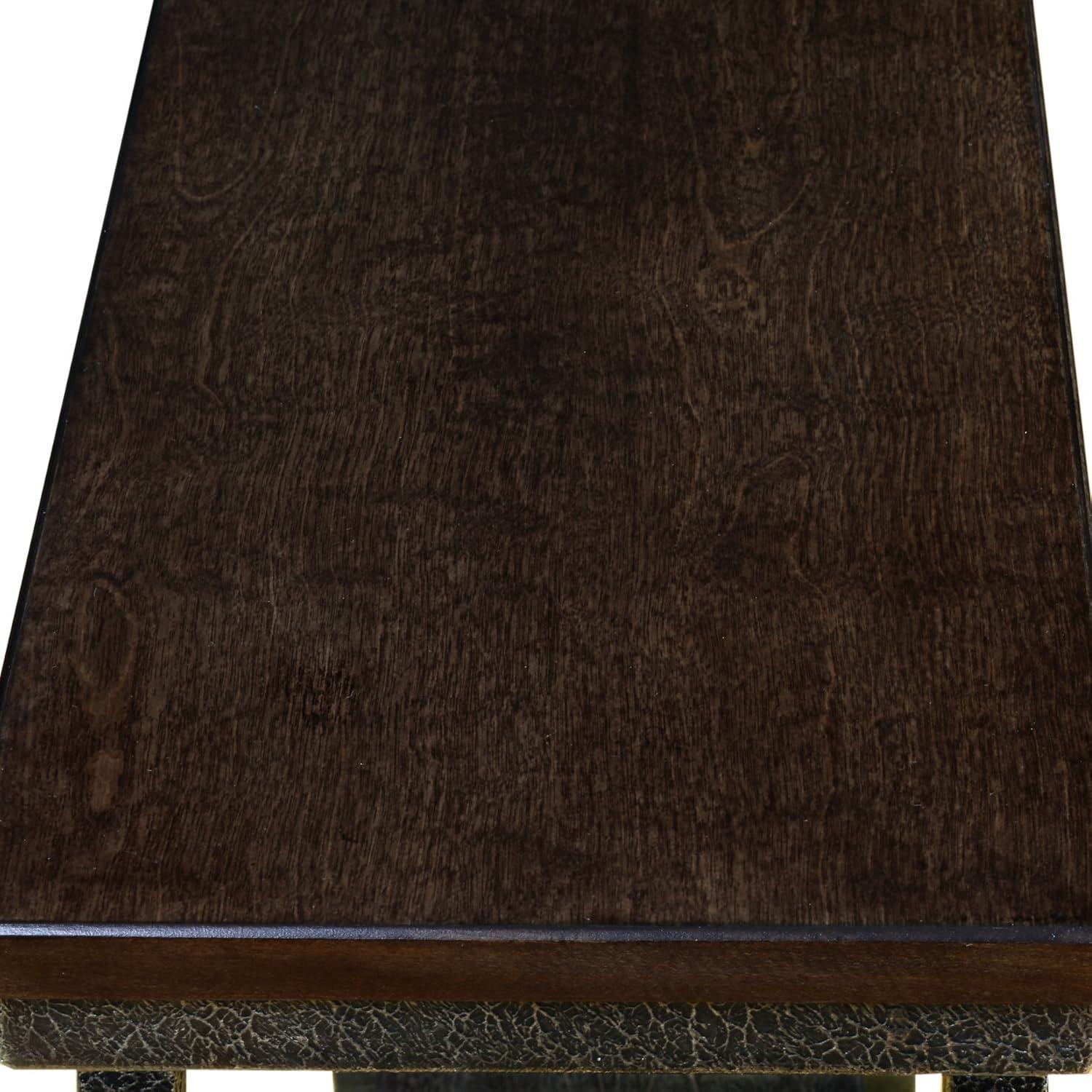 image:imageLeick Home 11233 Ironcraft Rustic Two Drawer Hall Console Sofa Table with Shelf Mission Oak and Black MetalWalnut