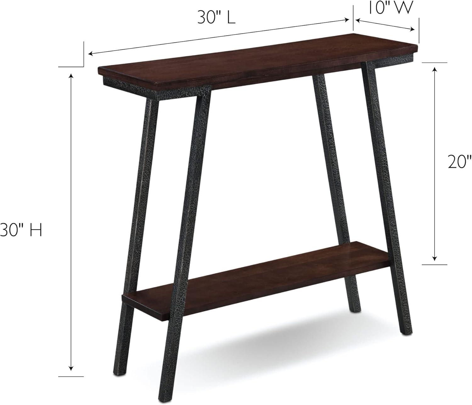 image:imageLeick Home 11233 Ironcraft Rustic Two Drawer Hall Console Sofa Table with Shelf Mission Oak and Black MetalWalnut