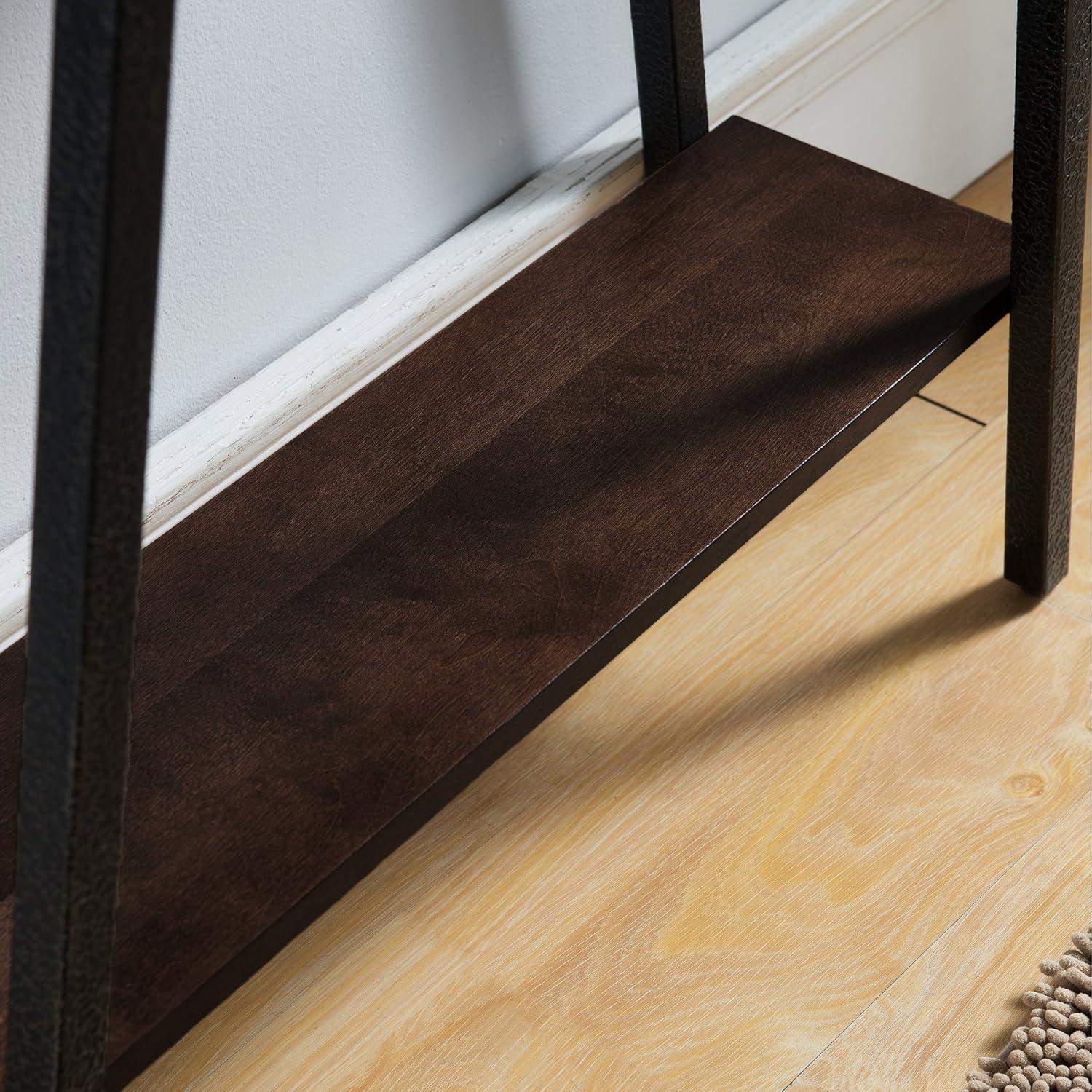 image:imageLeick Home 11233 Ironcraft Rustic Two Drawer Hall Console Sofa Table with Shelf Mission Oak and Black MetalWalnut