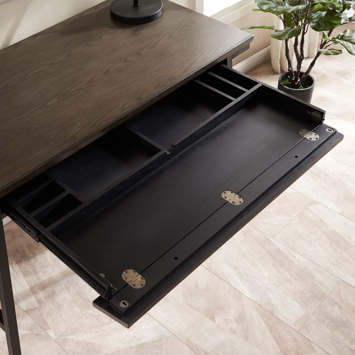 image:imageLeick Home 11400GR Empiria Mixed Metal and Wood Computer Desk GrayMatte BlackGrey