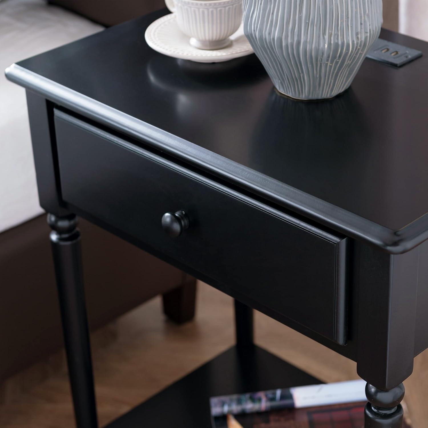 image:imageLeick Home 20028WT Coastal Two Drawer Double Hall Console Sofa Table with Shelf Orchid WhiteSwan Black