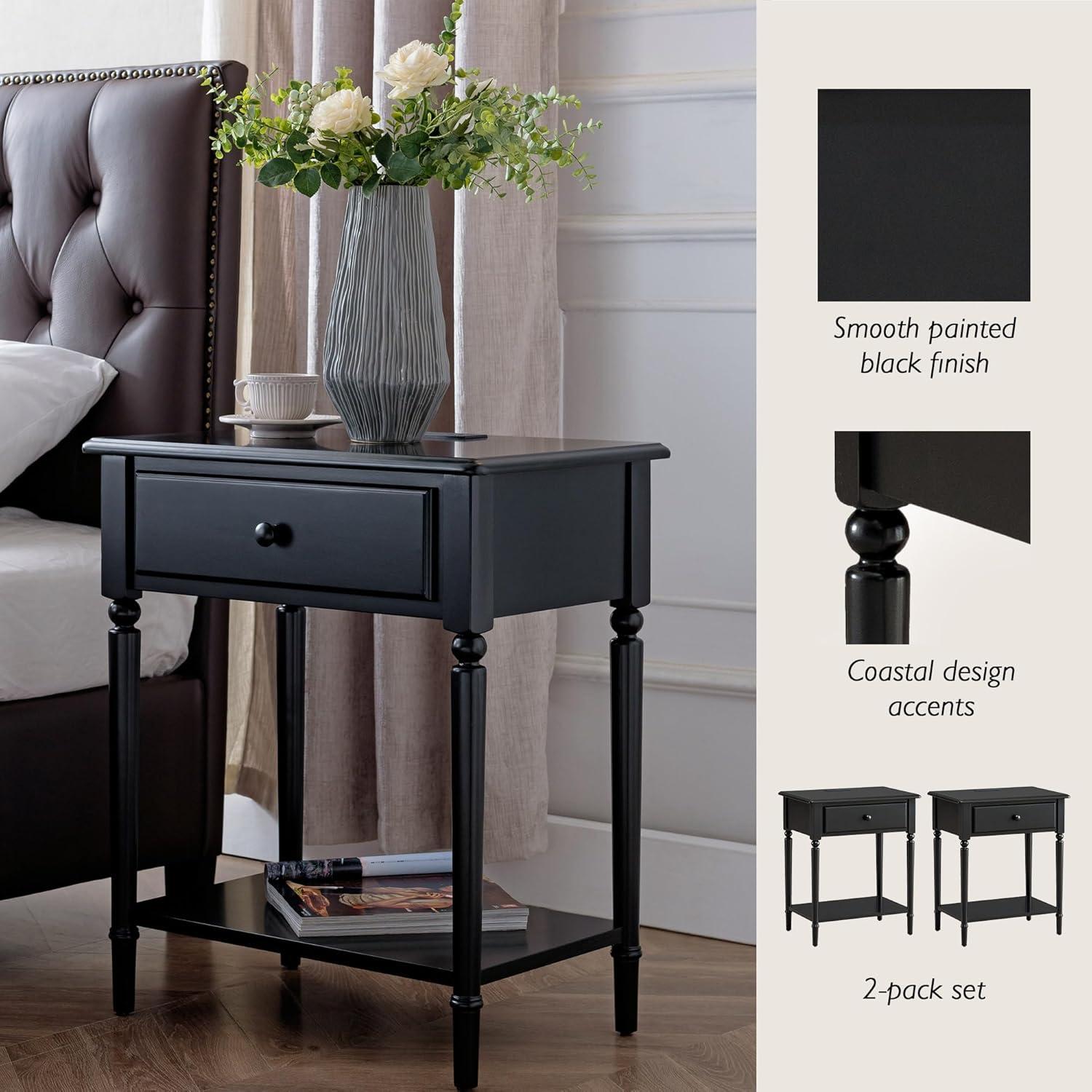 image:imageLeick Home 20028WT Coastal Two Drawer Double Hall Console Sofa Table with Shelf Orchid WhiteSwan Black