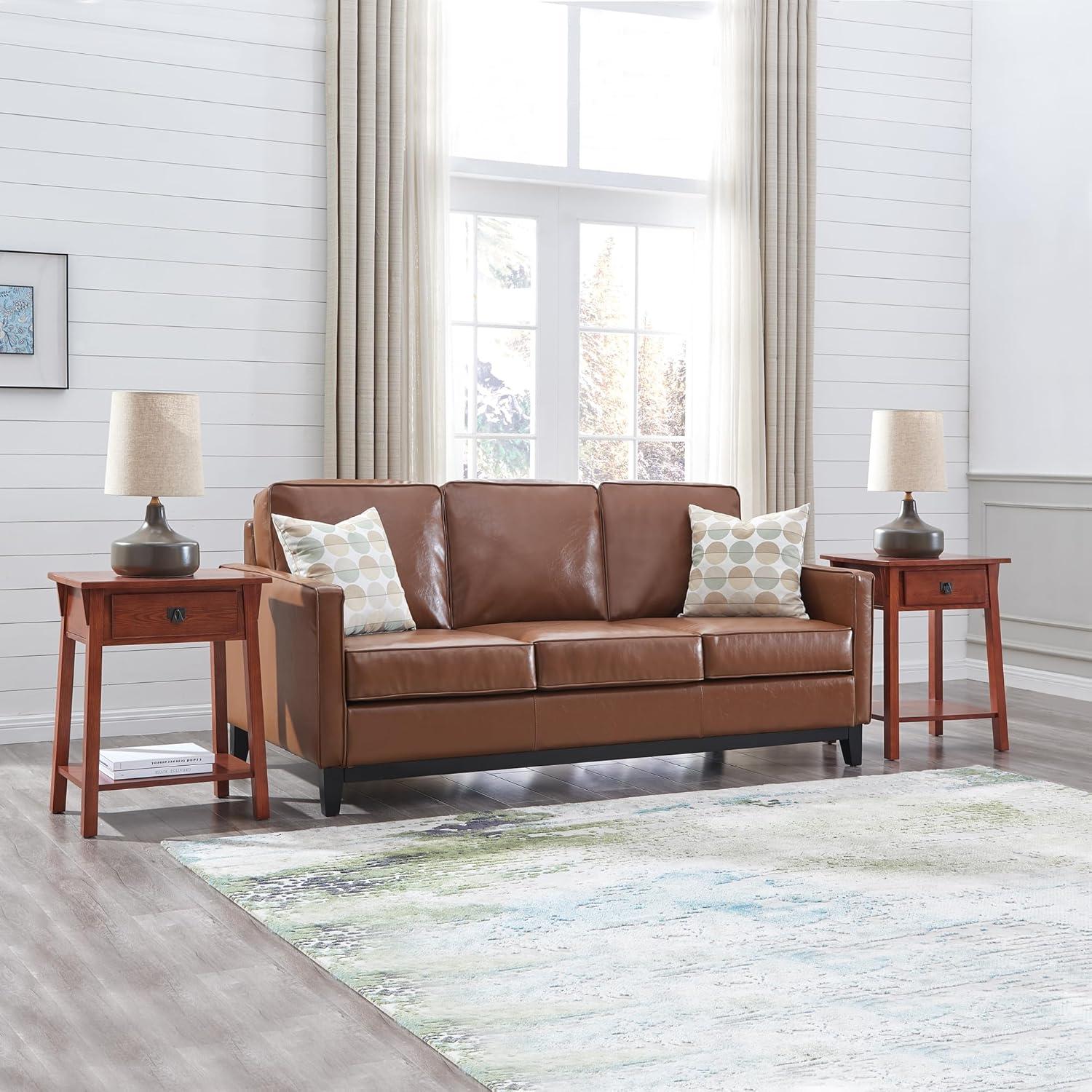 image:imageLeick Home 214411 Mission End Table with Drawer Made with Solid Wood Side Table for Living Room Bedroom and Office 2Pack Russet FinishRusset