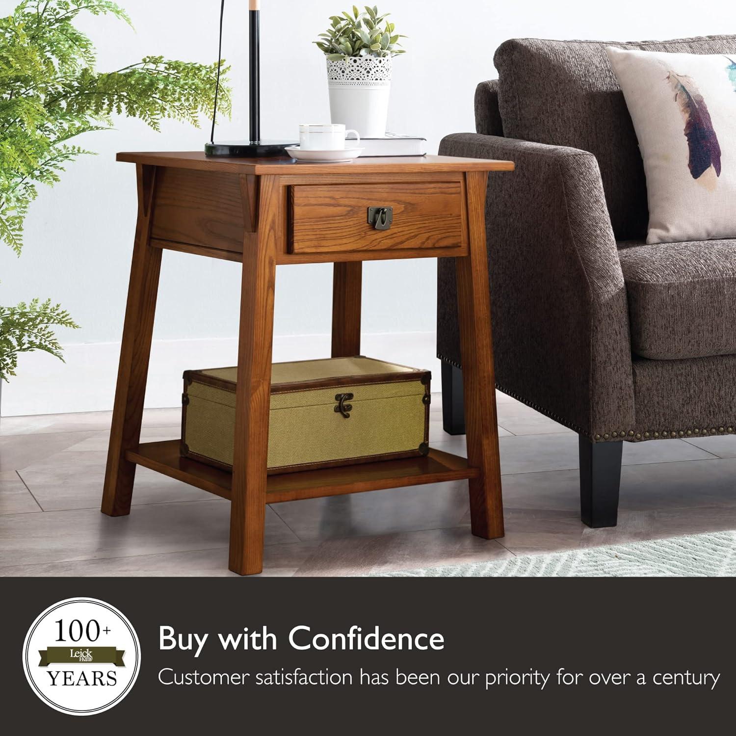 image:imageLeick Home 214411 Mission End Table with Drawer Made with Solid Wood Side Table for Living Room Bedroom and Office 2Pack Russet FinishRusset