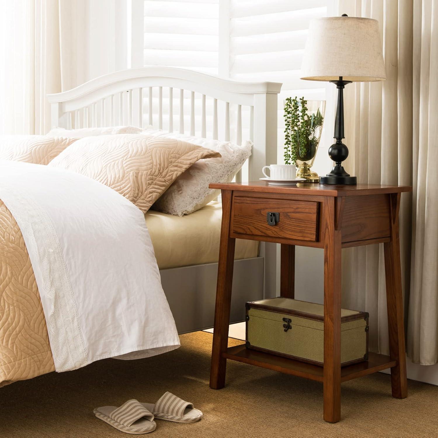 image:imageLeick Home 214411 Mission End Table with Drawer Made with Solid Wood Side Table for Living Room Bedroom and Office 2Pack Russet FinishRusset