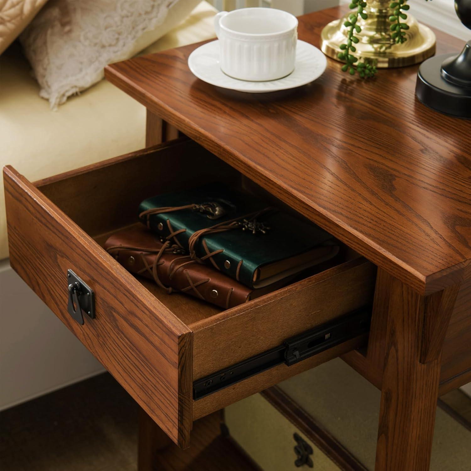 image:imageLeick Home 214411 Mission End Table with Drawer Made with Solid Wood Side Table for Living Room Bedroom and Office 2Pack Russet FinishRusset