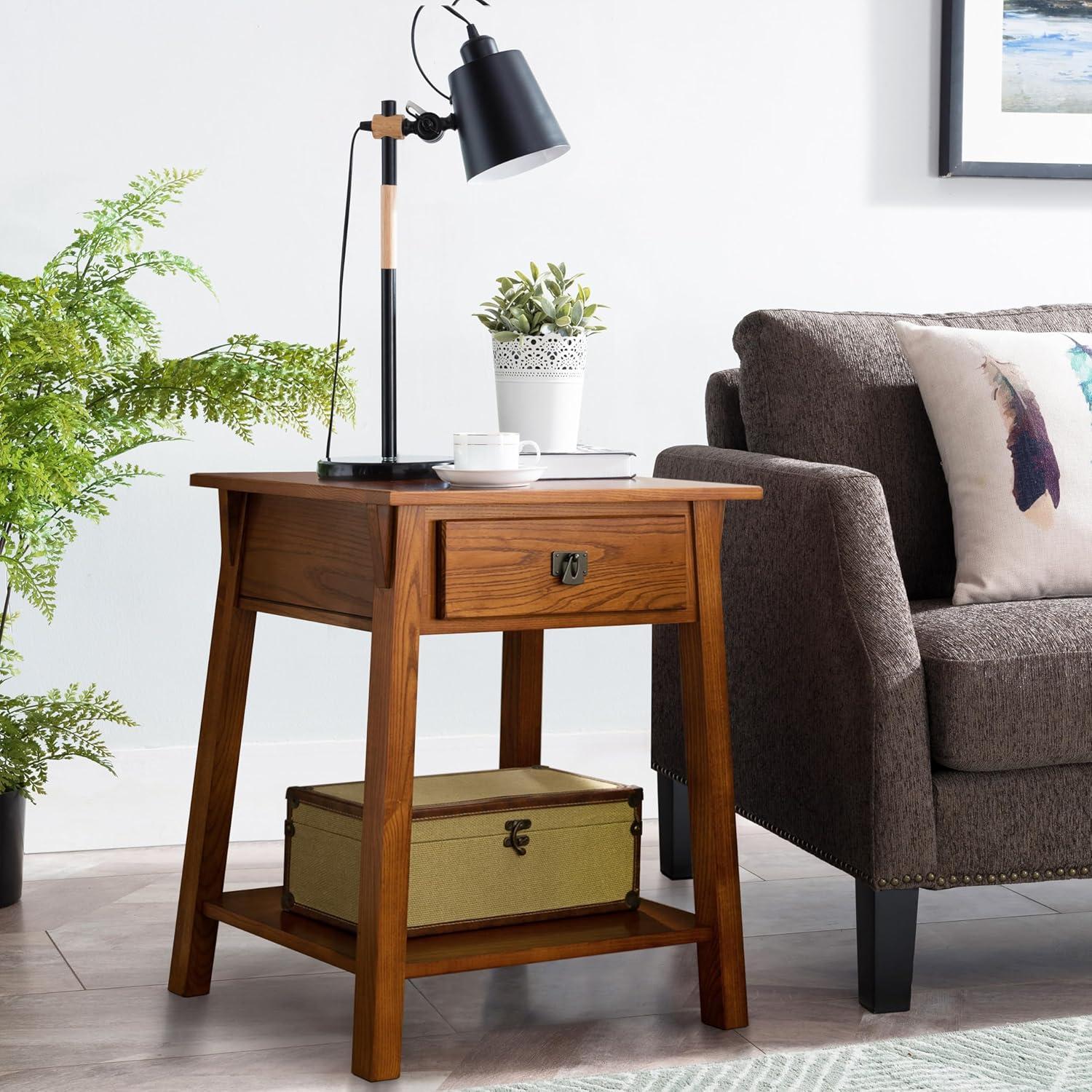 image:imageLeick Home 214411 Mission End Table with Drawer Made with Solid Wood Side Table for Living Room Bedroom and Office 2Pack Russet FinishRusset