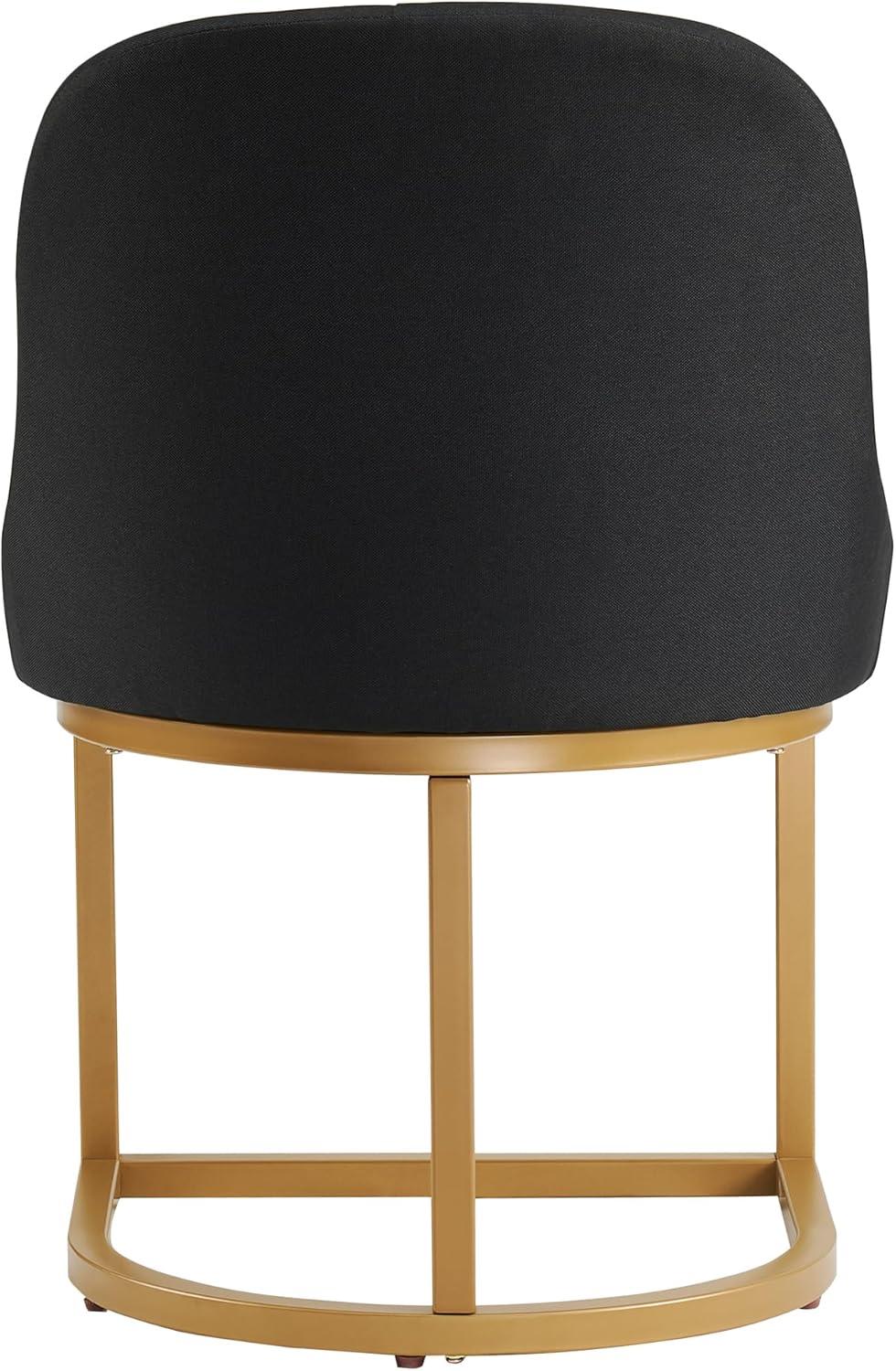 image:imageLeick Home 214536 Barrelback Dining Chair with Metal Base Set of 2 for Dining Room Modern Black Linen Seat and Gold Metal BaseBlack