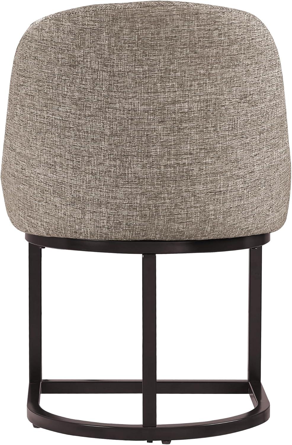 image:imageLeick Home 214536 Barrelback Dining Chair with Metal Base Set of 2 for Dining Room Modern Black Linen Seat and Gold Metal BaseGray Linen