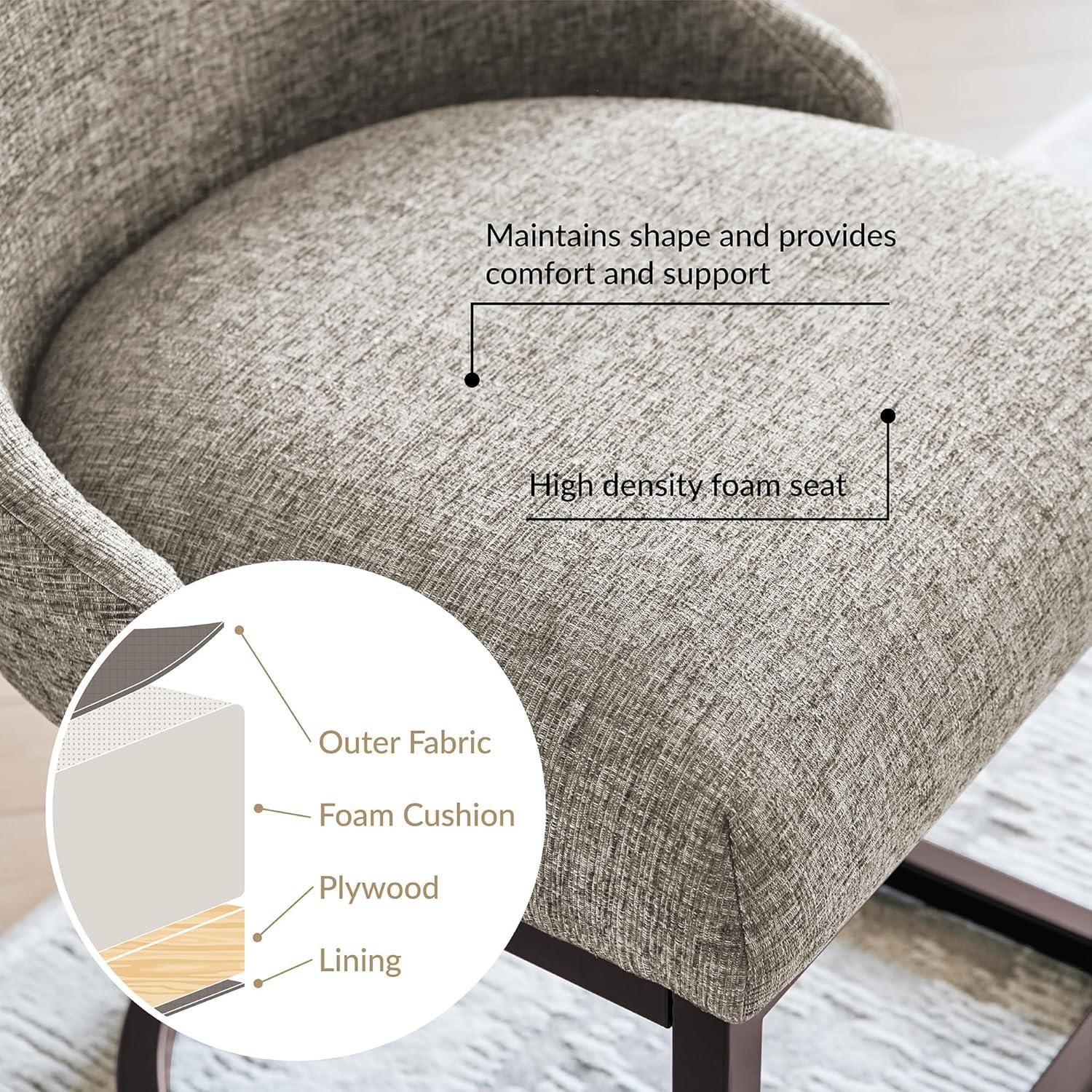 image:imageLeick Home 214536 Barrelback Dining Chair with Metal Base Set of 2 for Dining Room Modern Black Linen Seat and Gold Metal BaseGray Linen