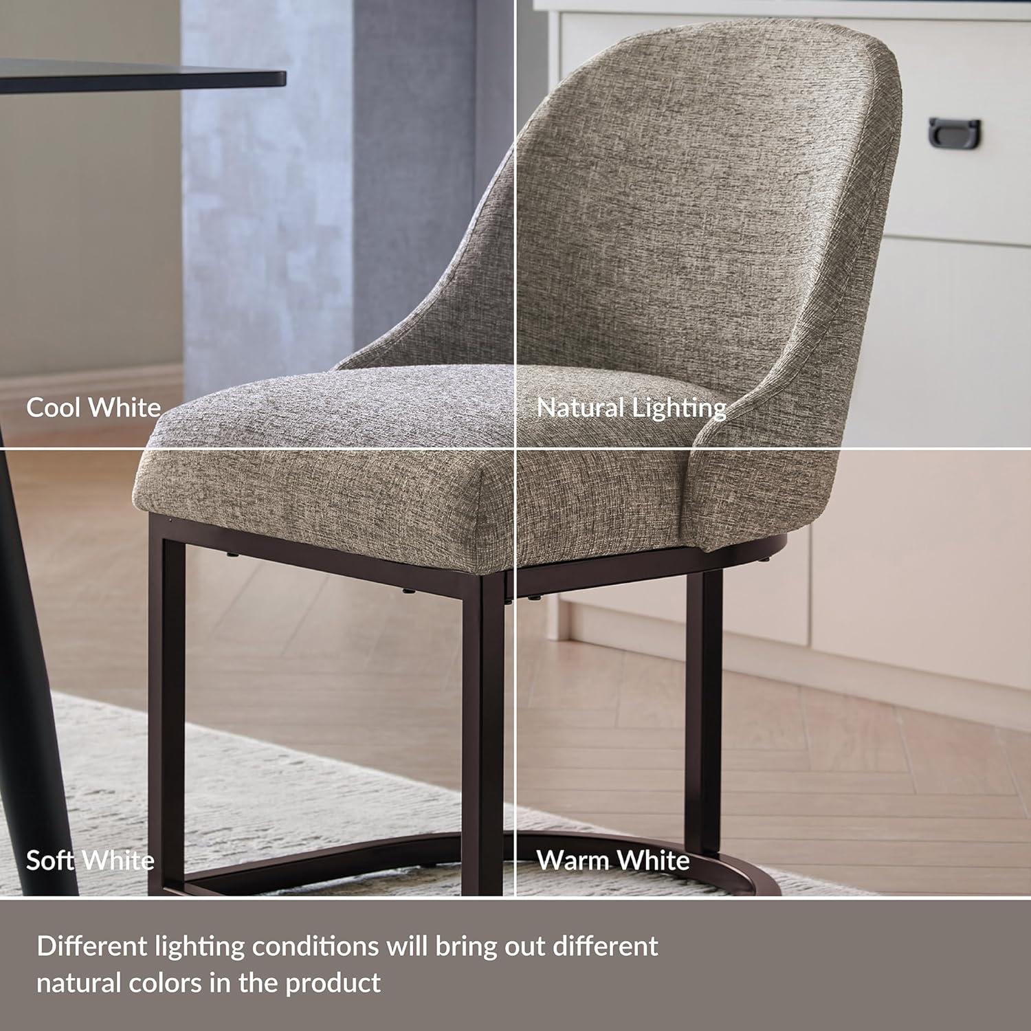 image:imageLeick Home 214536 Barrelback Dining Chair with Metal Base Set of 2 for Dining Room Modern Black Linen Seat and Gold Metal BaseGray Linen