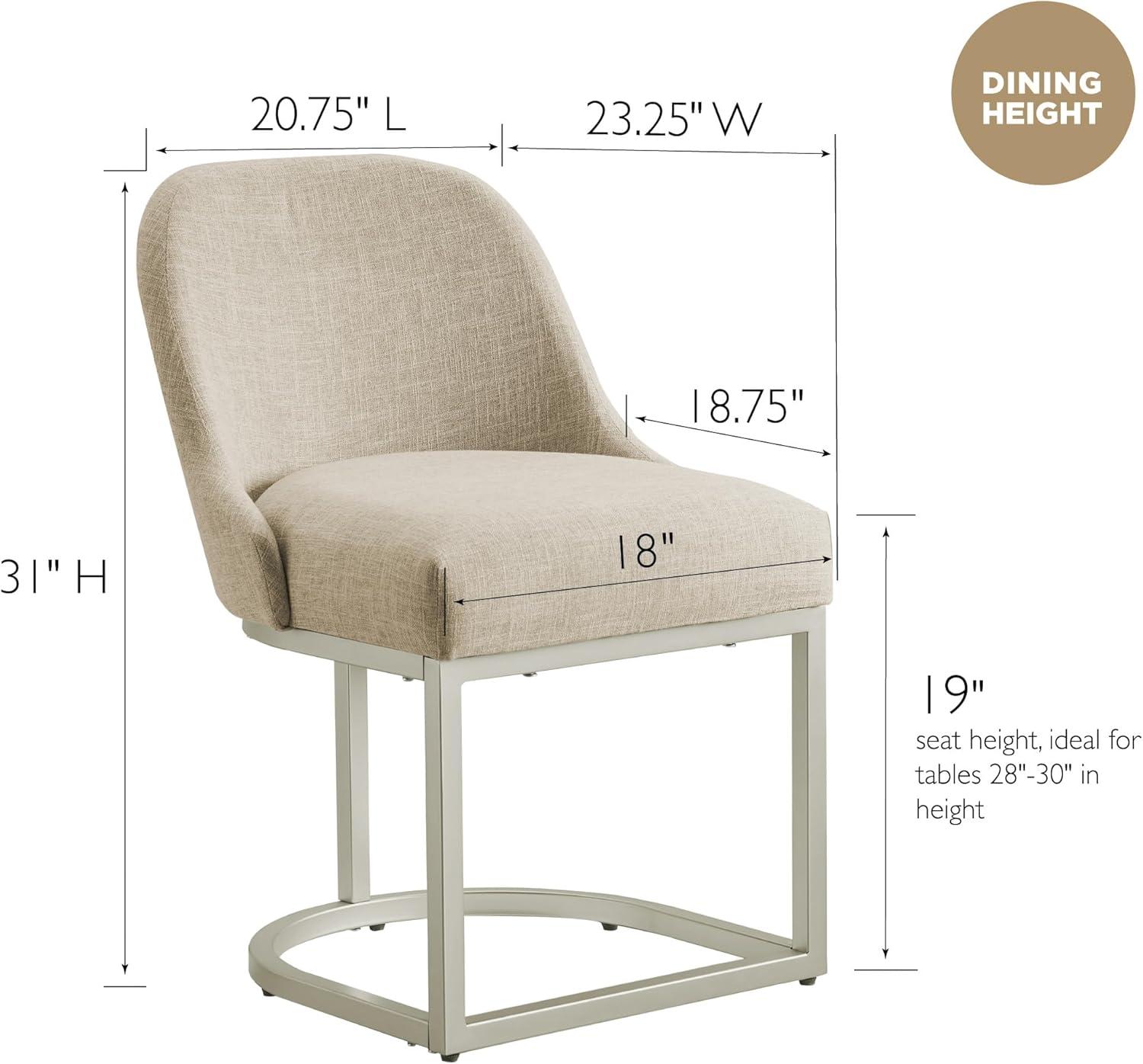 image:imageLeick Home 214536 Barrelback Dining Chair with Metal Base Set of 2 for Dining Room Modern Black Linen Seat and Gold Metal BaseOatmeal Linen