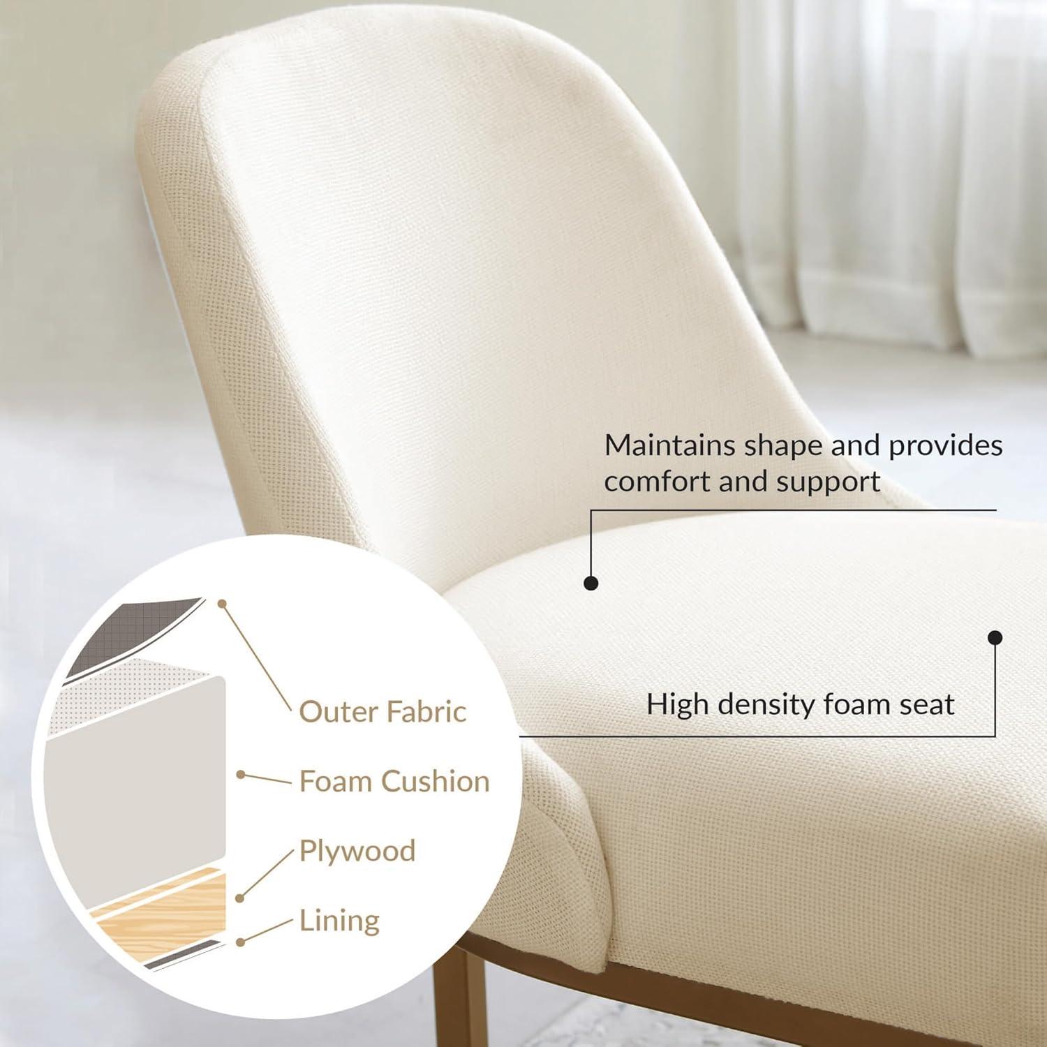 image:imageLeick Home 214536 Barrelback Dining Chair with Metal Base Set of 2 for Dining Room Modern Black Linen Seat and Gold Metal BaseWhite