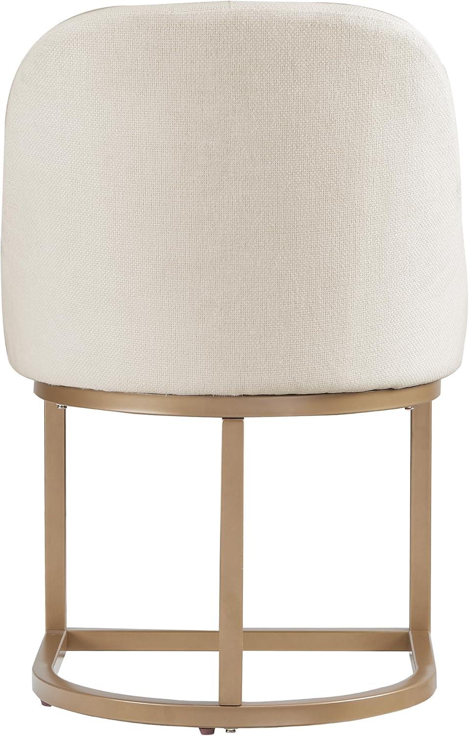 image:imageLeick Home 214536 Barrelback Dining Chair with Metal Base Set of 2 for Dining Room Modern Black Linen Seat and Gold Metal BaseWhite