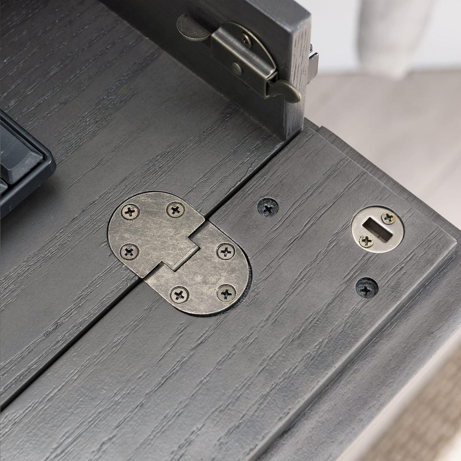 image:imageLeick Home 23430 Chisel amp Forge Corner Computer Writing Desk with Drop Front Keyboard Drawer Smoke Gray and Matte Black