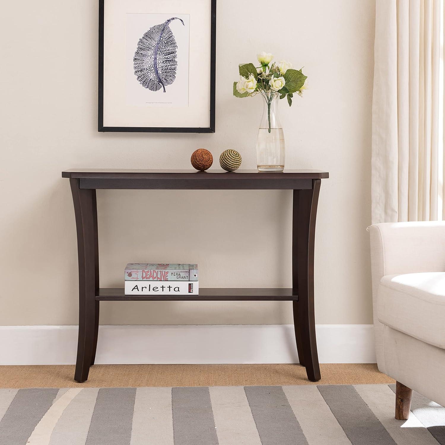 image:imageLeick Home 24032 Beckett One Drawer Hall Stand with Shelf for Living Room Hallway Entryway AnthracitePewterChocolate Oak