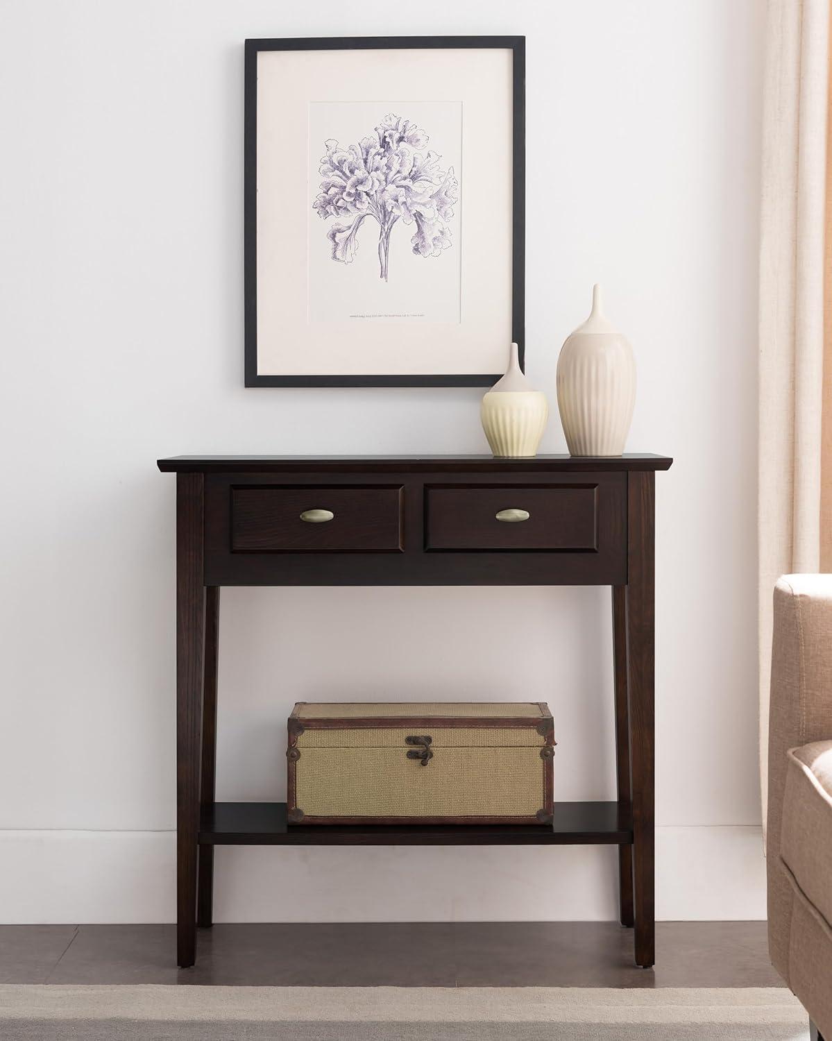 image:imageLeick Home 24032 Beckett One Drawer Hall Stand with Shelf for Living Room Hallway Entryway AnthracitePewterChocolate Oak
