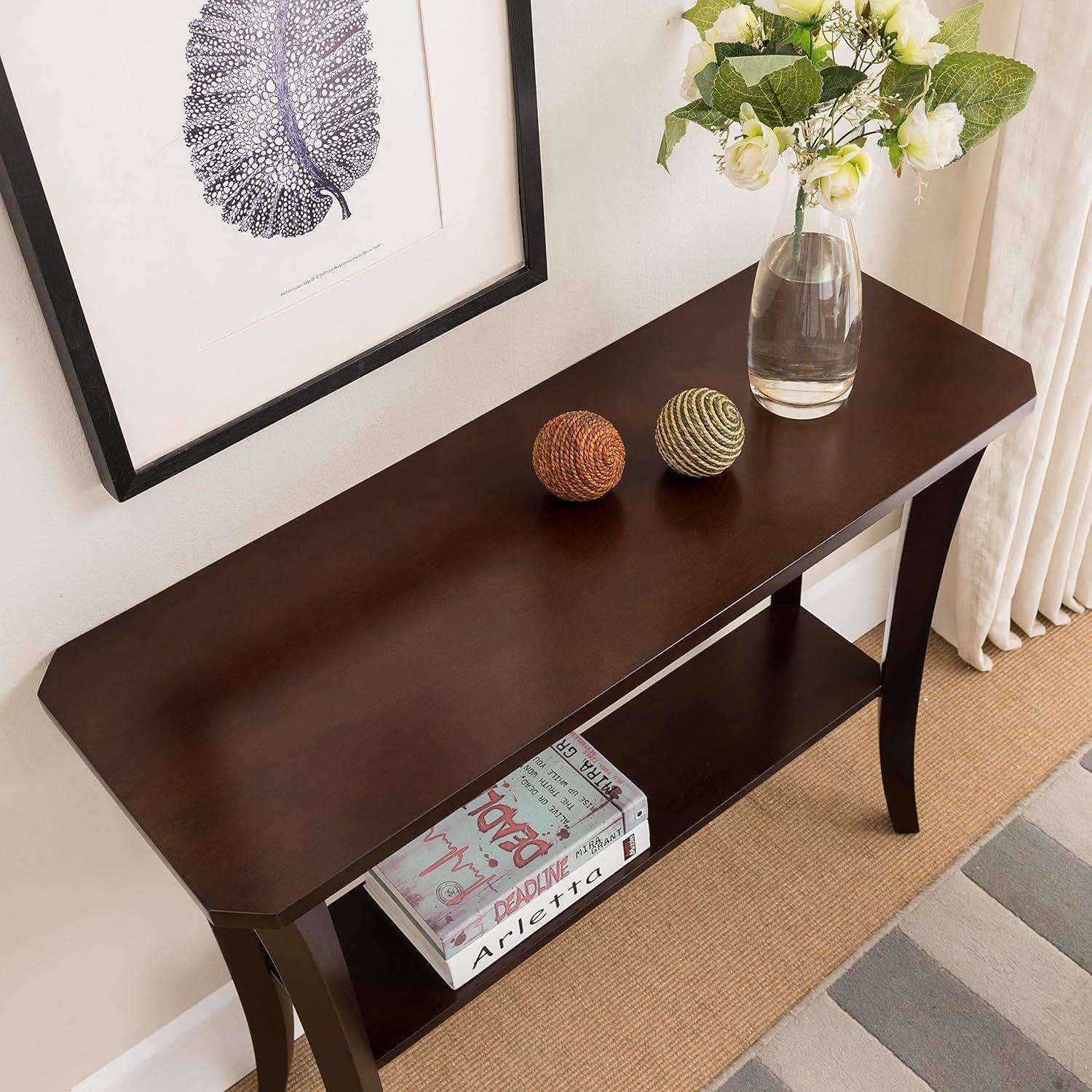 image:imageLeick Home 24032 Beckett One Drawer Hall Stand with Shelf for Living Room Hallway Entryway AnthracitePewterChocolate Oak