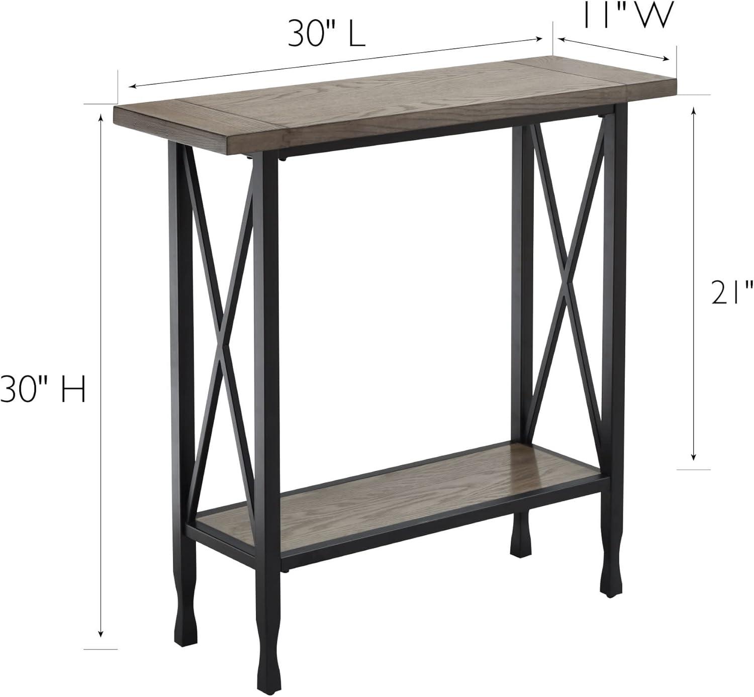 image:imageLeick Home 24032 Beckett One Drawer Hall Stand with Shelf for Living Room Hallway Entryway AnthracitePewterSmoke Gray Matte Black
