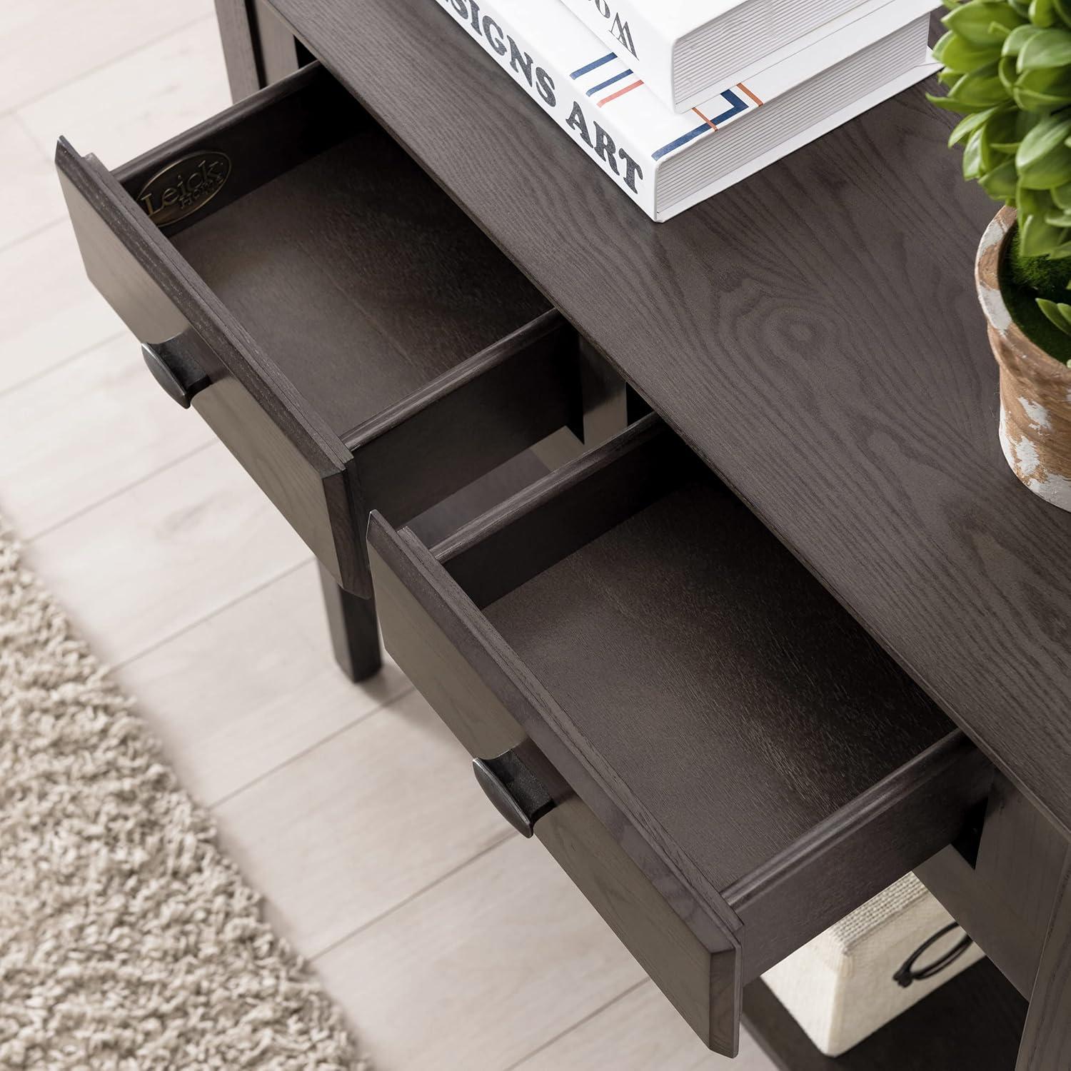 image:imageLeick Home 24032 Beckett One Drawer Hall Stand with Shelf for Living Room Hallway Entryway AnthracitePewterSmoke Gray Matte Black