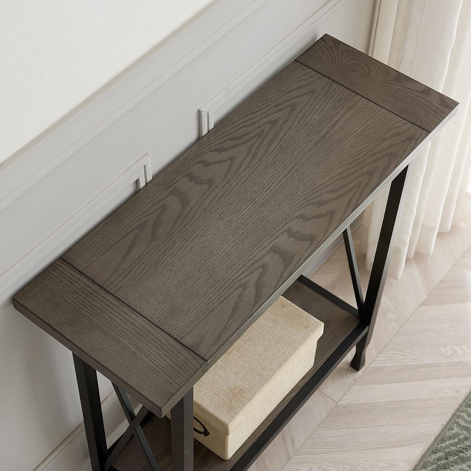 image:imageLeick Home 24032 Beckett One Drawer Hall Stand with Shelf for Living Room Hallway Entryway AnthracitePewterSmoke Gray Matte Black