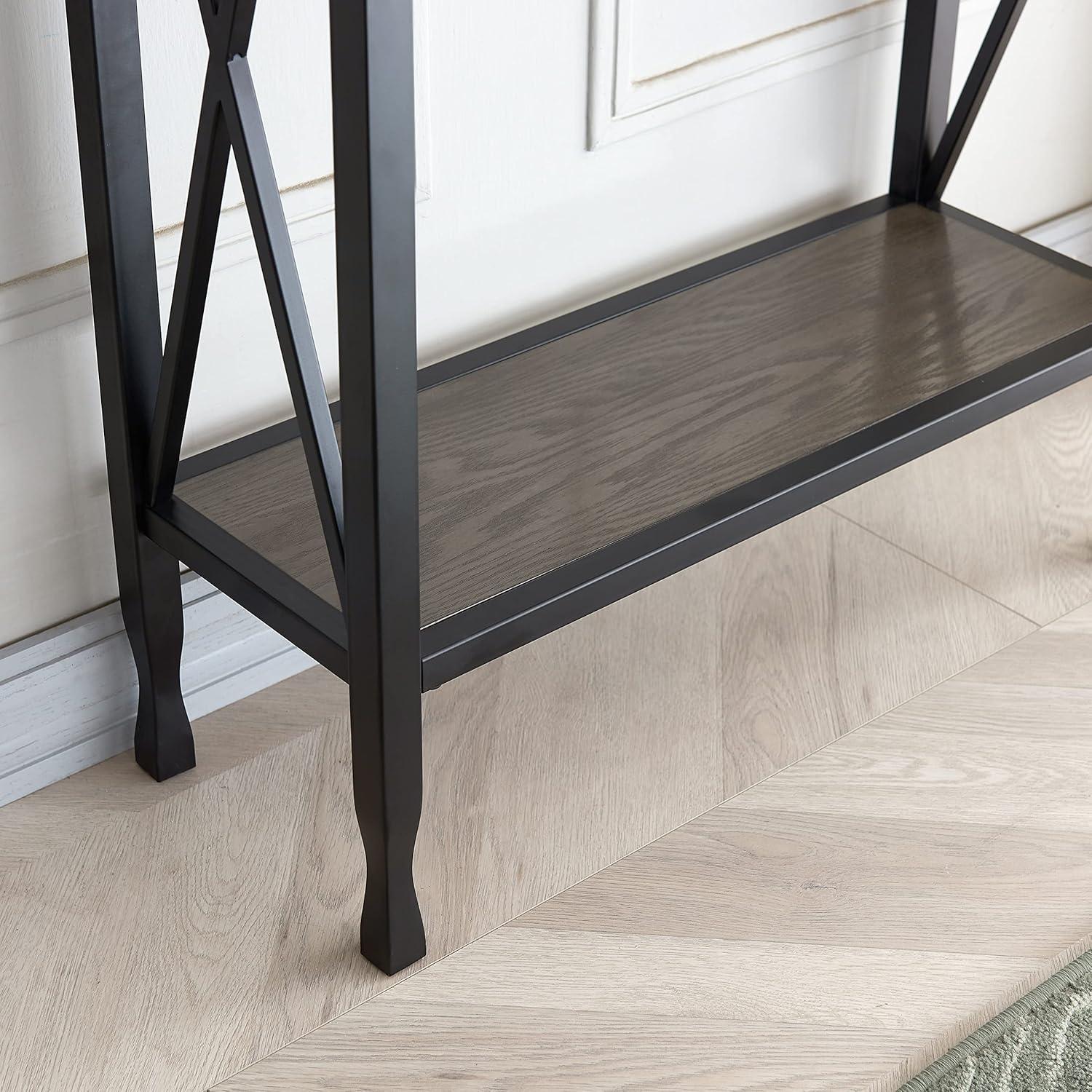 image:imageLeick Home 24032 Beckett One Drawer Hall Stand with Shelf for Living Room Hallway Entryway AnthracitePewterSmoke Gray Matte Black