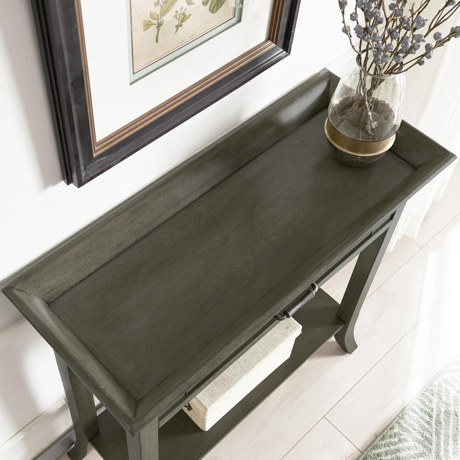 image:imageLeick Home 24032 Beckett One Drawer Hall Stand with Shelf for Living Room Hallway Entryway AnthracitePewterSmoke Gray