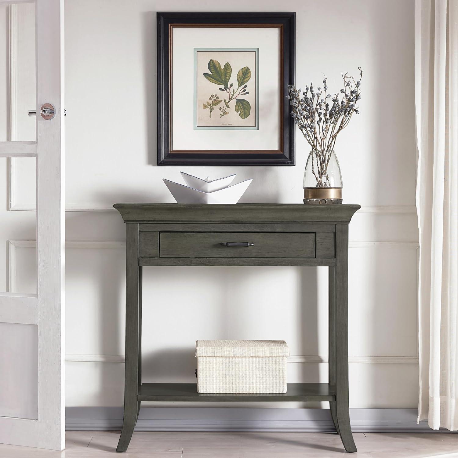 image:imageLeick Home 24032 Beckett One Drawer Hall Stand with Shelf for Living Room Hallway Entryway AnthracitePewterSmoke Gray