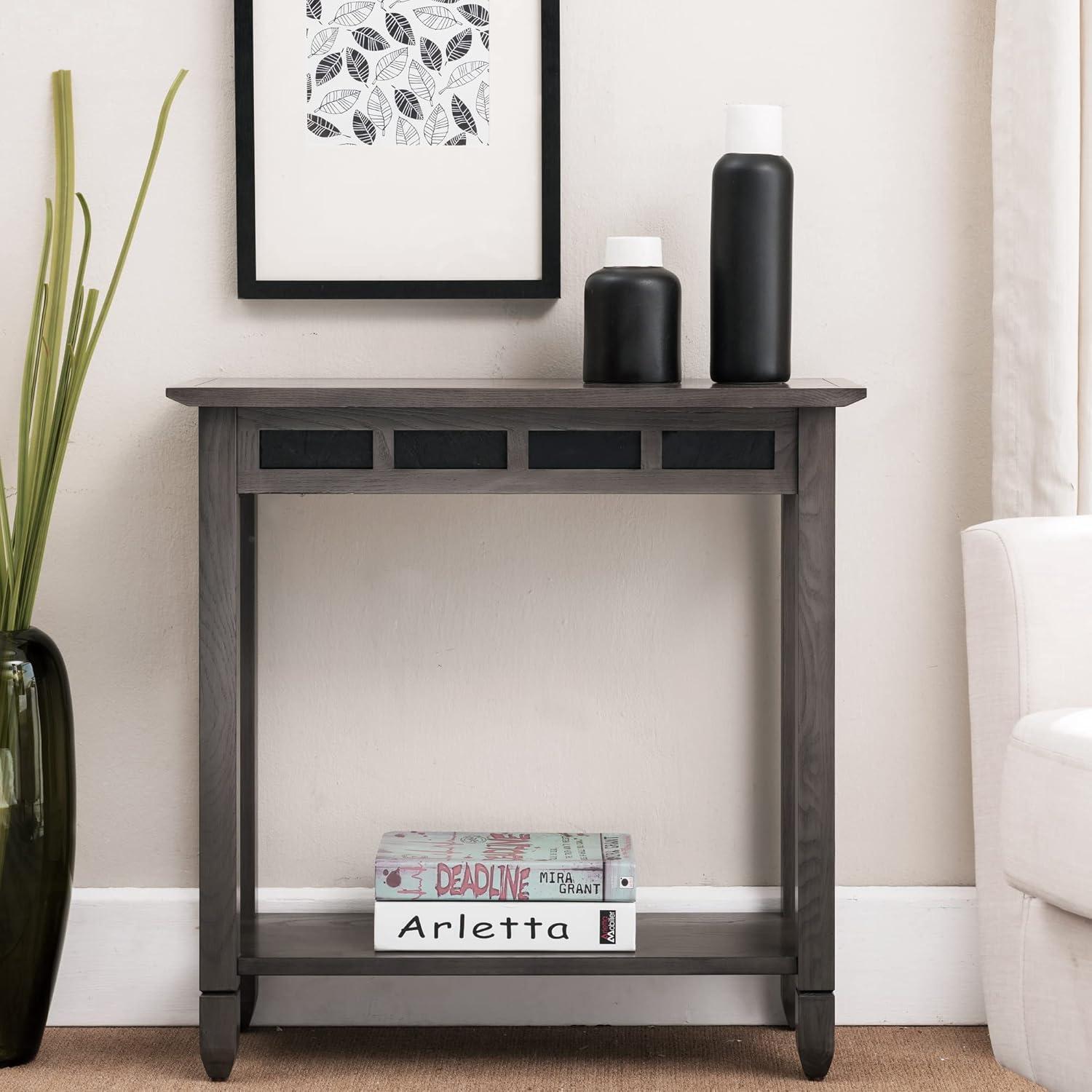 image:imageLeick Home 24032 Beckett One Drawer Hall Stand with Shelf for Living Room Hallway Entryway AnthracitePewterSmoke Gray