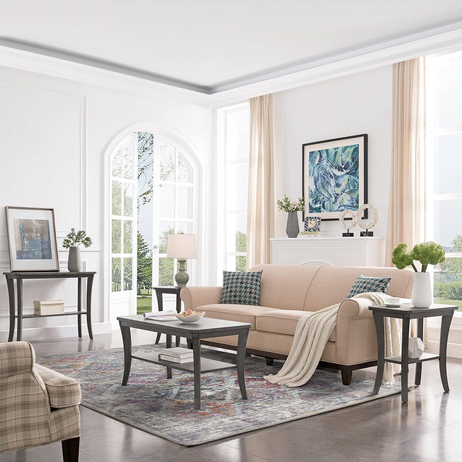 image:imageLeick Home 594606 Zielle Soft Shag Painterly Modern Rug Gray Living Room Bedroom Area Rug Rectangle 67 x 96