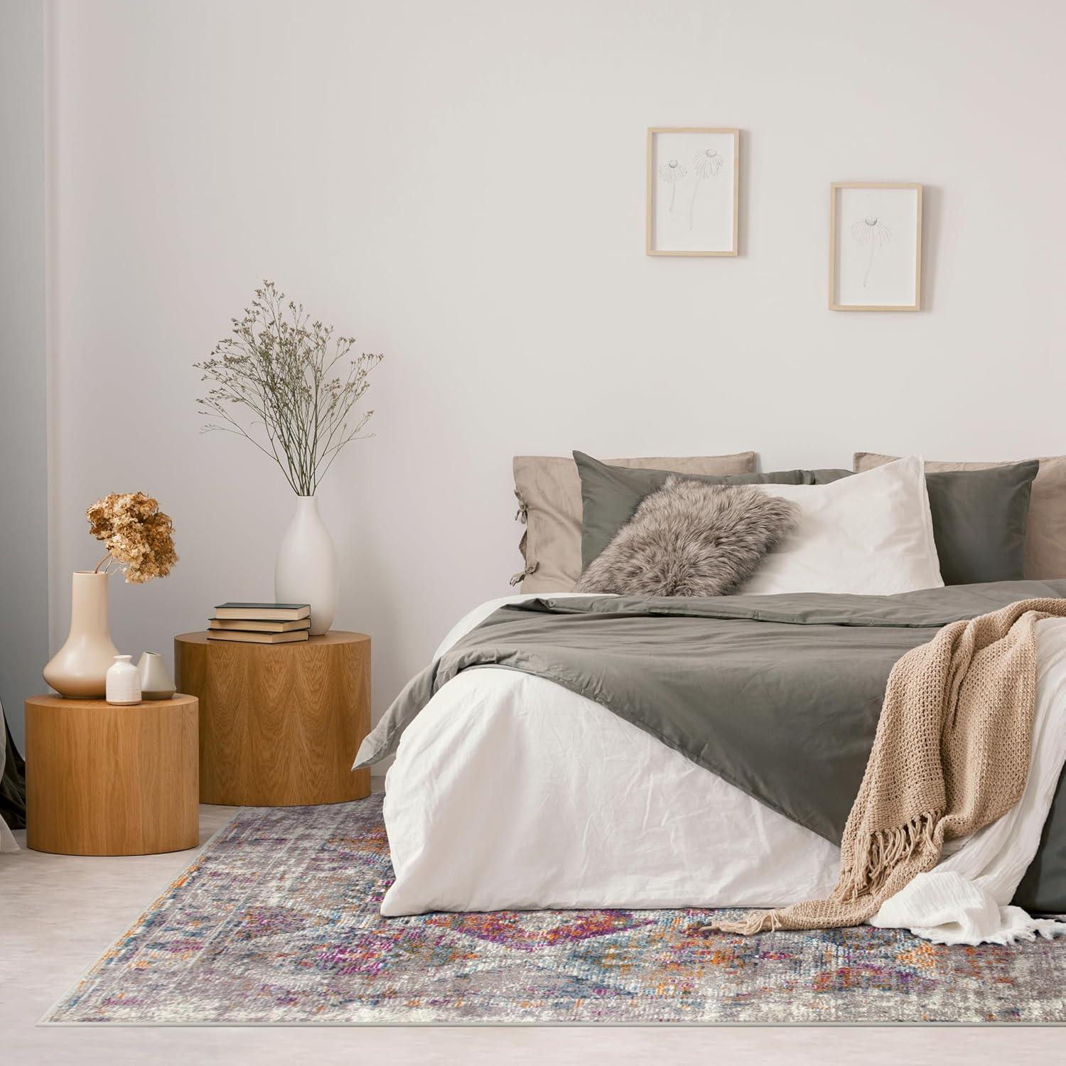 image:imageLeick Home 594606 Zielle Soft Shag Painterly Modern Rug Gray Living Room Bedroom Area Rug Rectangle 67 x 96