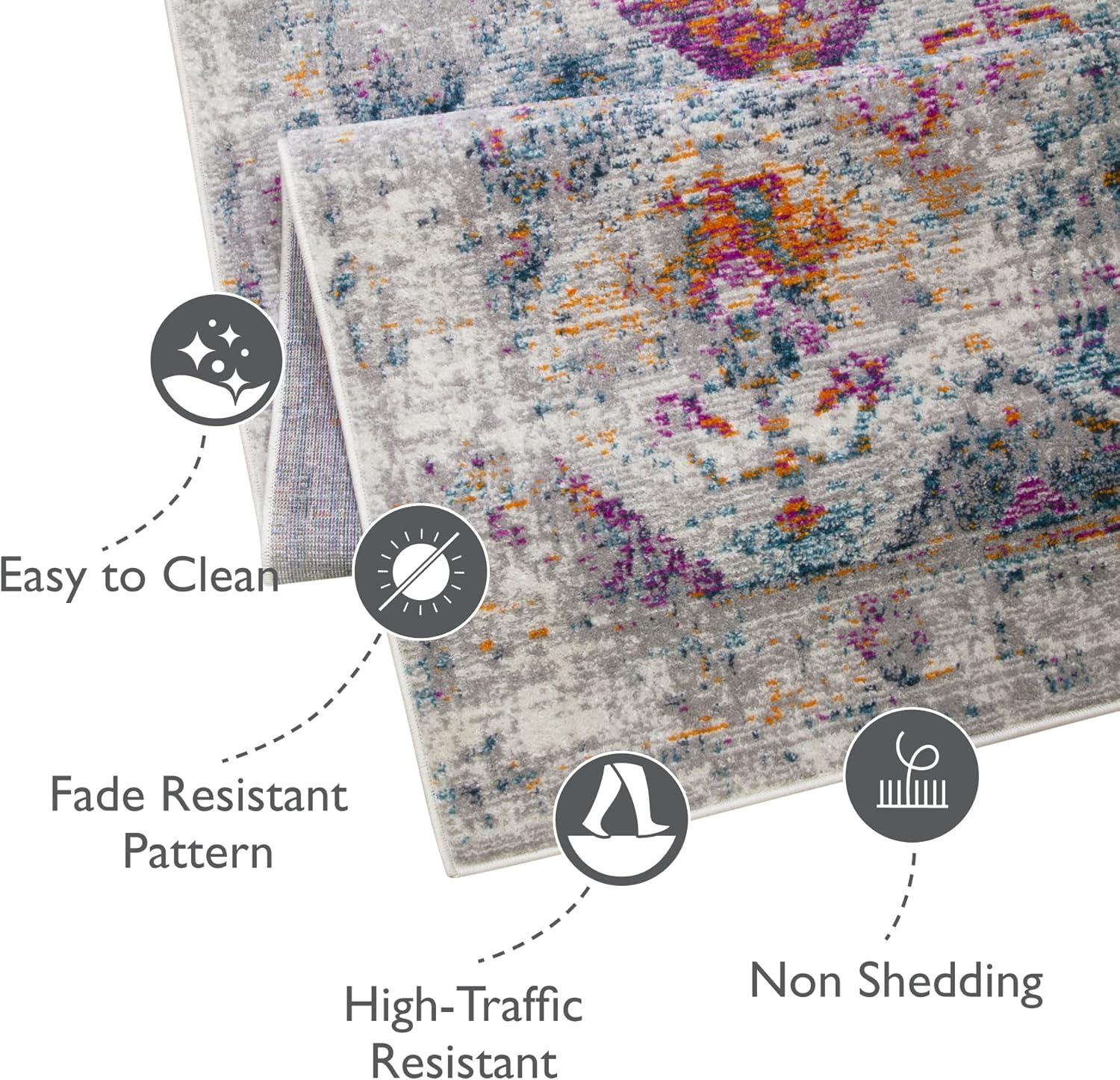 image:imageLeick Home 594606 Zielle Soft Shag Painterly Modern Rug Gray Living Room Bedroom Area Rug Rectangle 67 x 96