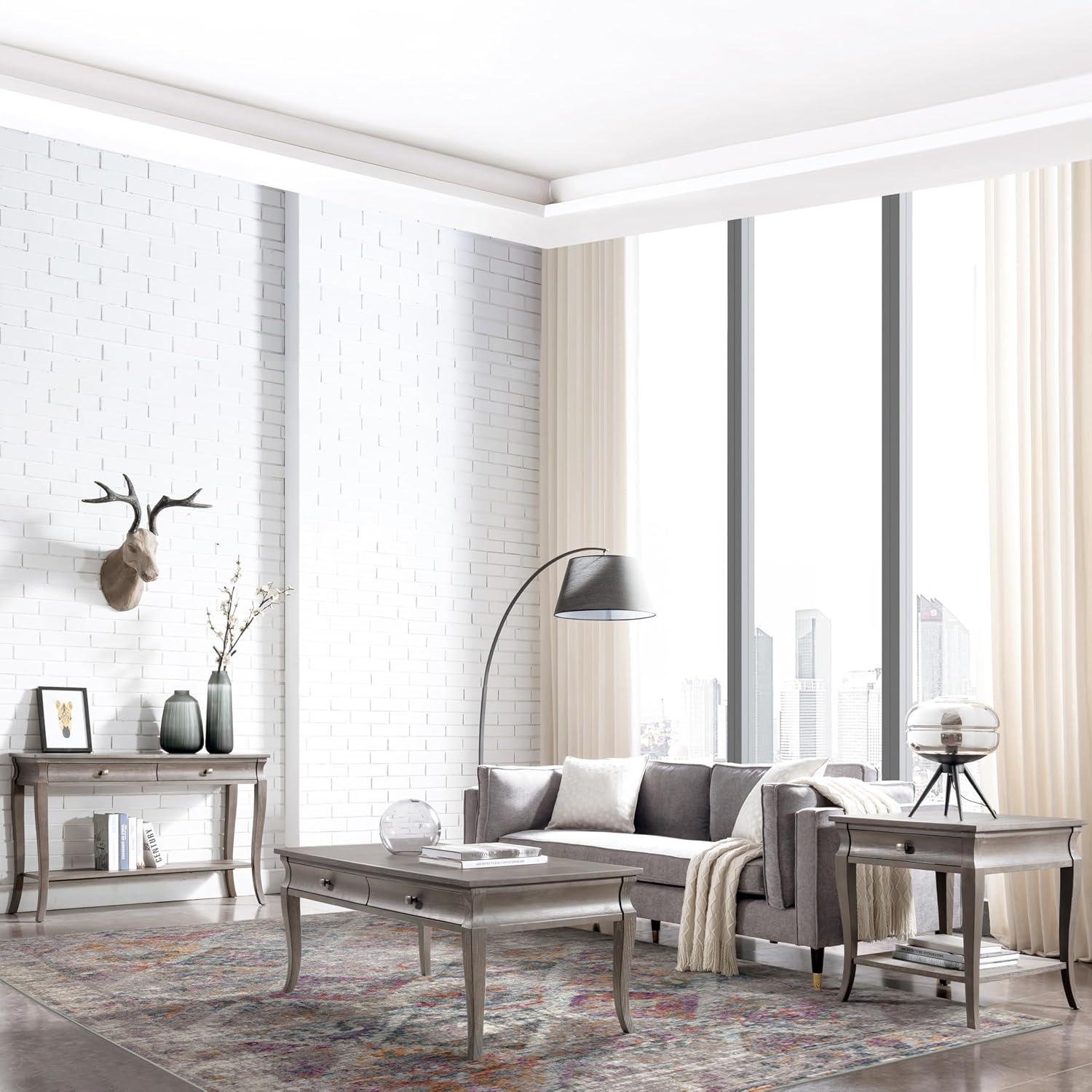 image:imageLeick Home 594606 Zielle Soft Shag Painterly Modern Rug Gray Living Room Bedroom Area Rug Rectangle 67 x 96