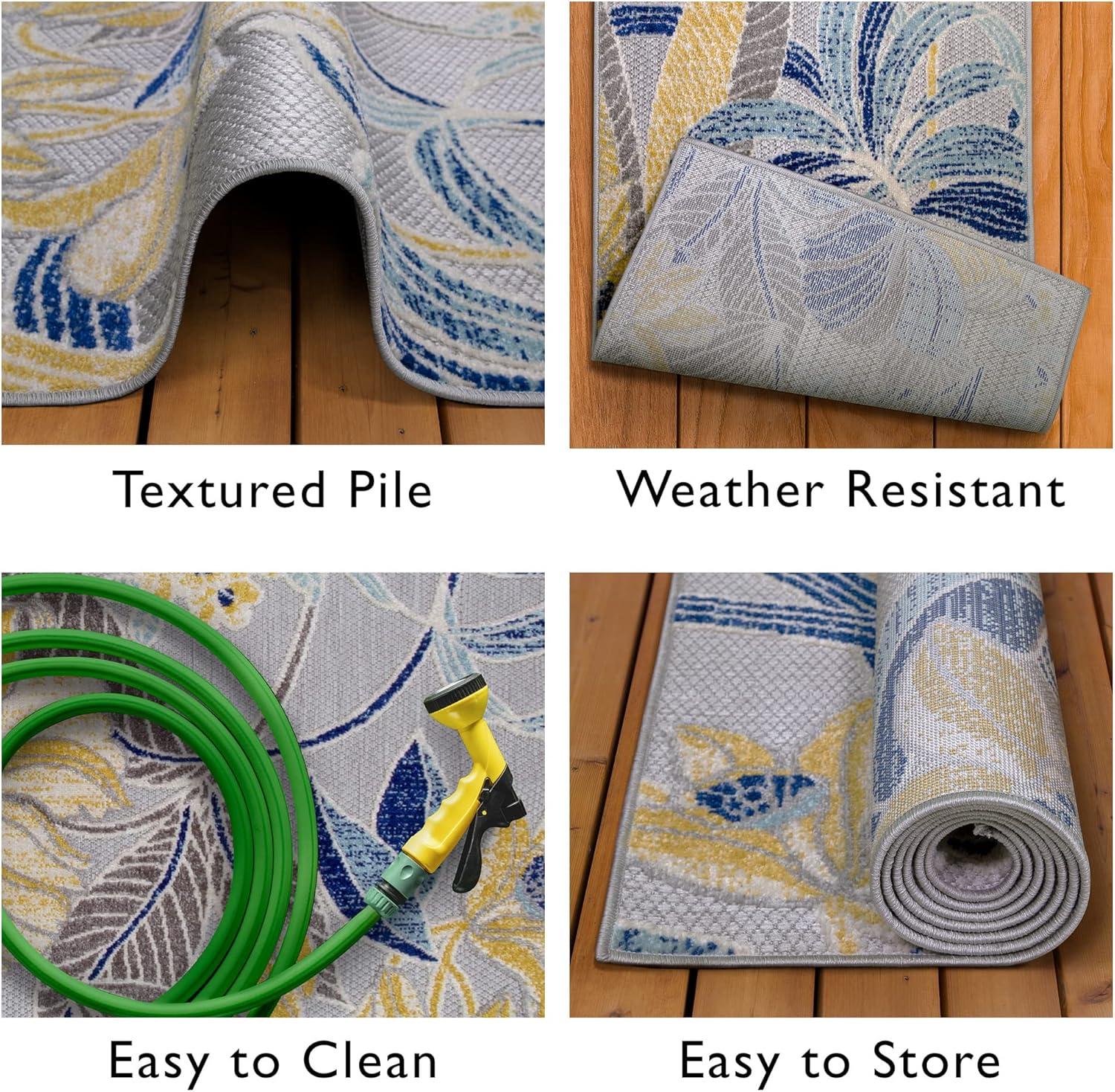 image:imageLeick Home 595231 Song Runner Floral Indoor Outdoor Area Rug Runner 2x8