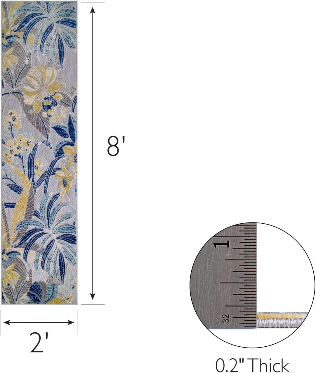 image:imageLeick Home 595231 Song Runner Floral Indoor Outdoor Area Rug Runner 2x8