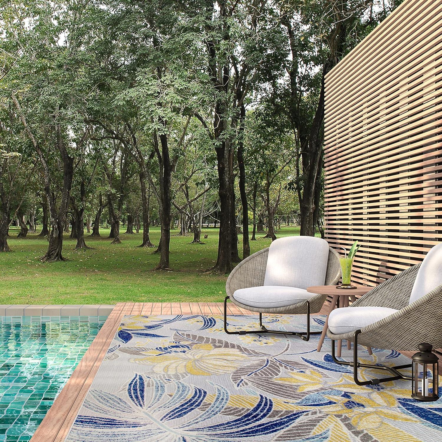 image:imageLeick Home 595280 Song Floral Indoor Outdoor Area Rug Rectangle 67x96