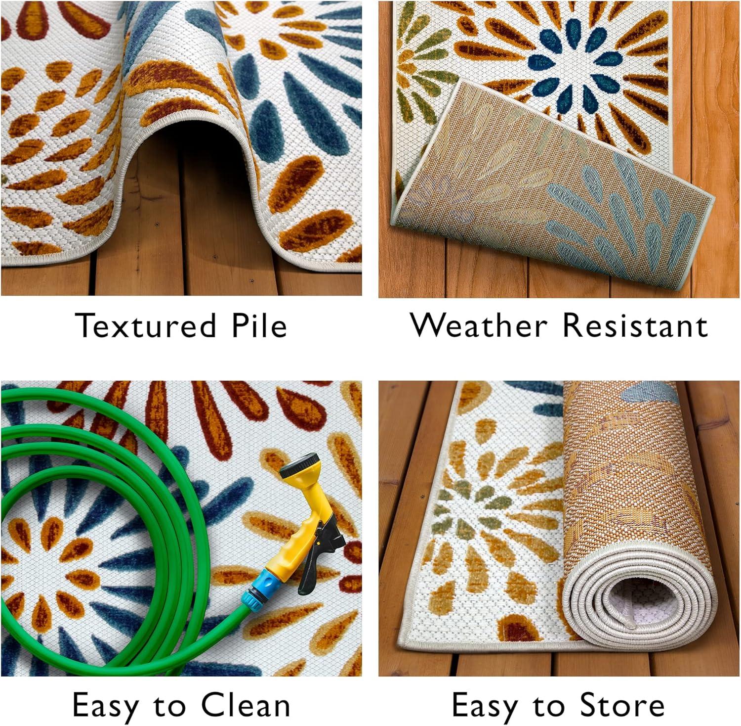 image:imageLeick Home 595371 Beam Runner Flower Indoor Outdoor Area Rug Runner 2x8