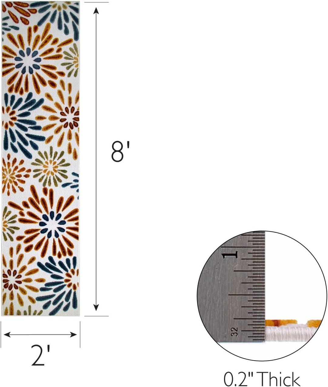 image:imageLeick Home 595371 Beam Runner Flower Indoor Outdoor Area Rug Runner 2x8