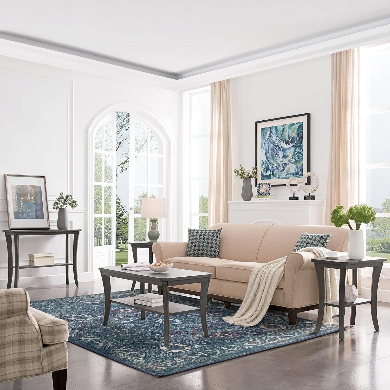 image:imageLeick Home 596346 Laraline Vintage Turkish Medallion Collage Faded Turquoise Living Room Bedroom Area Rug Rectangle 710 x 10