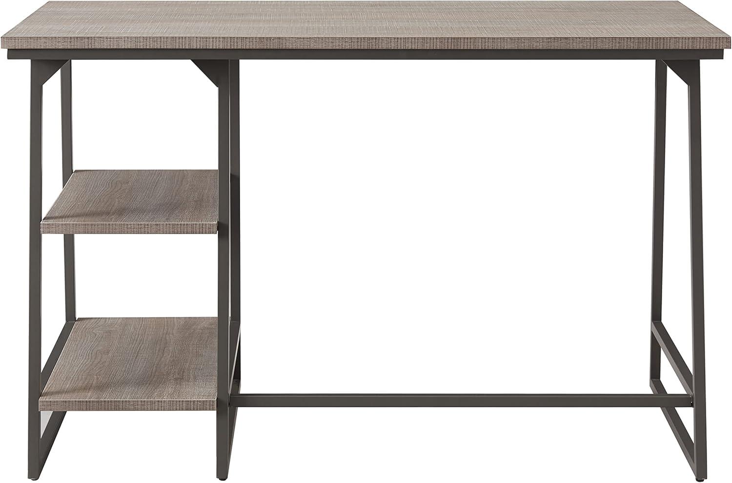 image:imageLeick Home 70003ROBLK Reversible Stepped Tier Shelf Desk Roughsawn OakGunmetal GrayRoughsawn OakGunmetal Gray