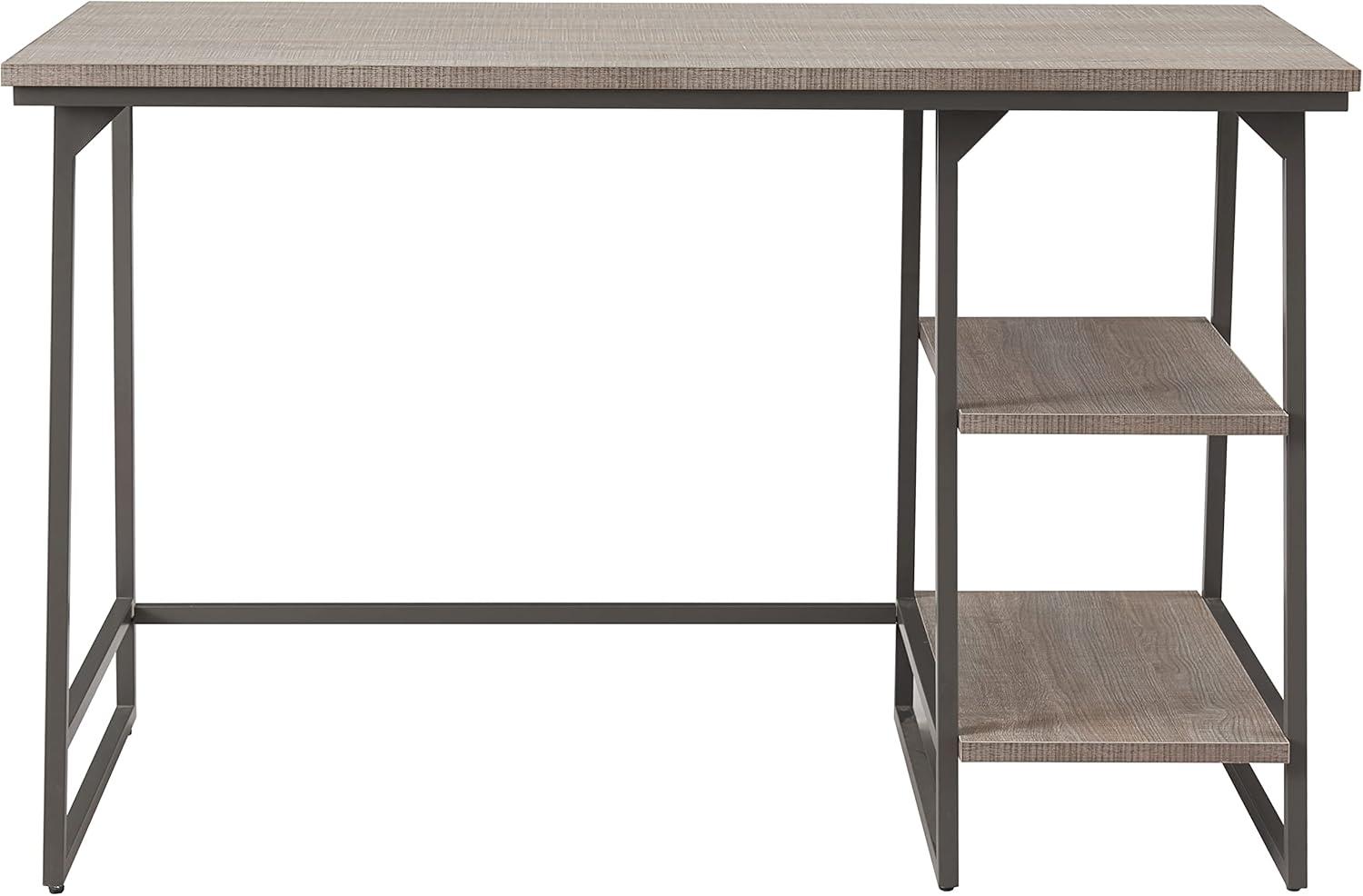 image:imageLeick Home 70003ROBLK Reversible Stepped Tier Shelf Desk Roughsawn OakGunmetal GrayRoughsawn OakGunmetal Gray