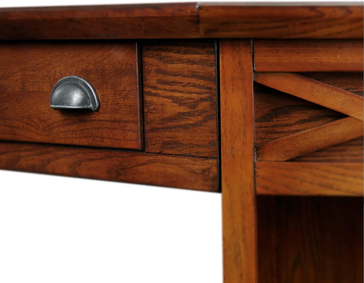 image:imageLeick Home 82430 Mission Corner Desk Writing Computer Desk with Drop Front Keyboard Drawer for Home Office Solid Wood Mission OakBurnished Oak