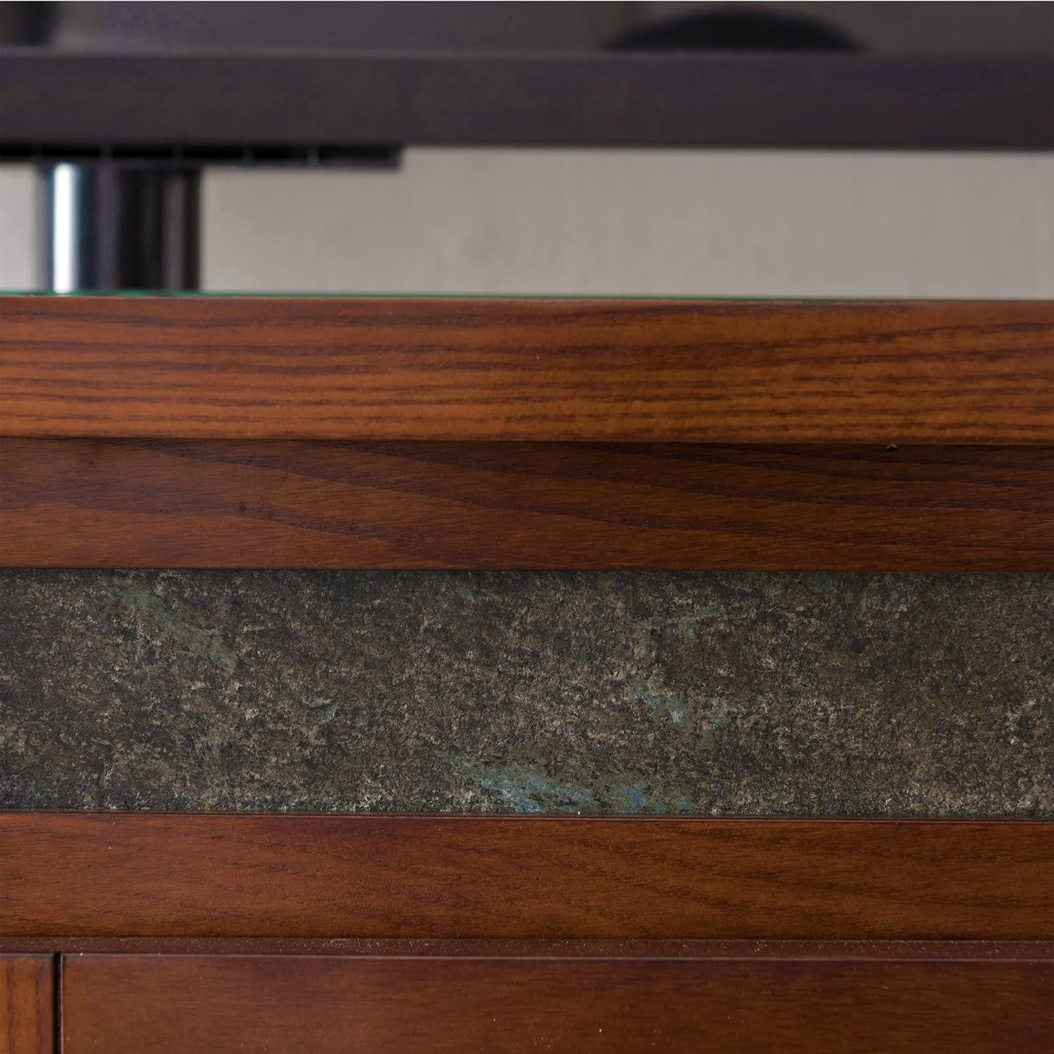 image:imageLeick Home 87350 Three Door TV Stand with Cabinet Storage for 55 TVs Westwood Brown CherryDistressed Rustic Autumn
