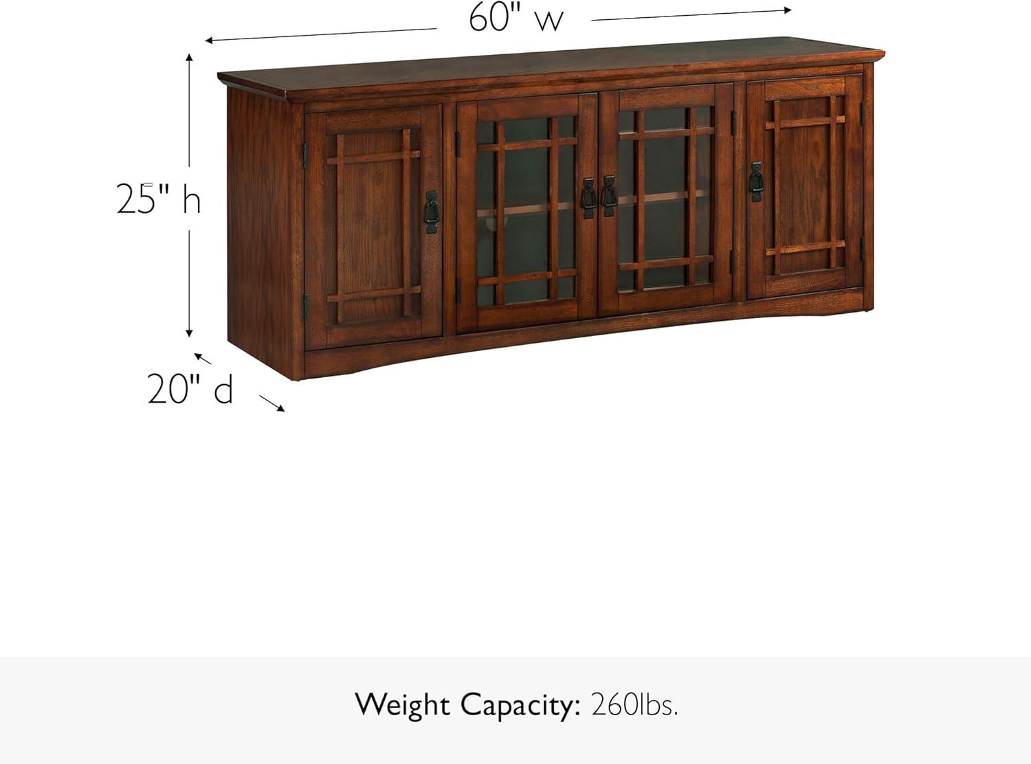 image:imageLeick Home 87350 Three Door TV Stand with Cabinet Storage for 55 TVs Westwood Brown CherryMission Oak Blackened