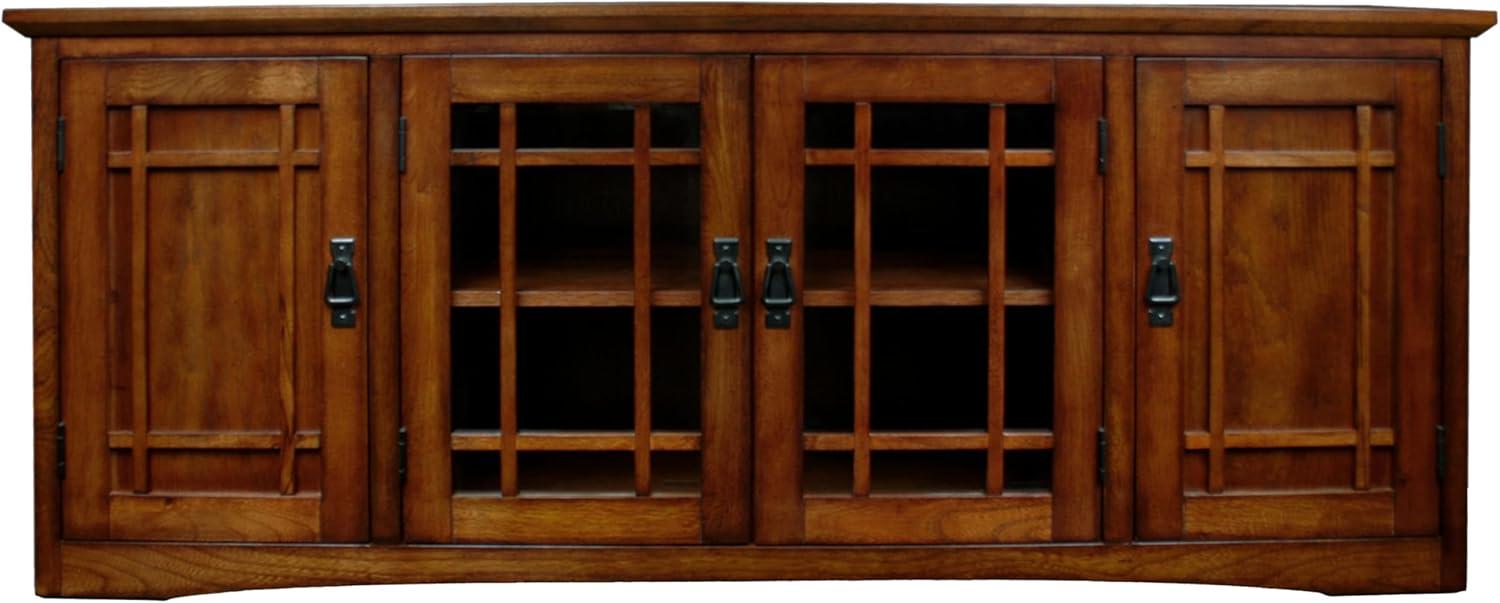 image:imageLeick Home 87350 Three Door TV Stand with Cabinet Storage for 55 TVs Westwood Brown CherryMission Oak Blackened