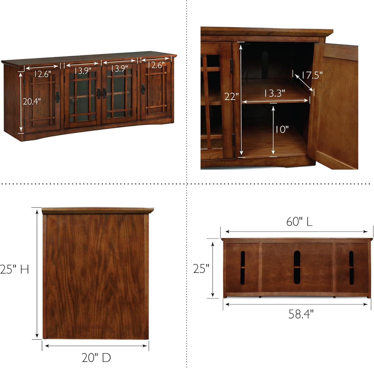 image:imageLeick Home 87350 Three Door TV Stand with Cabinet Storage for 55 TVs Westwood Brown CherryMission Oak Blackened