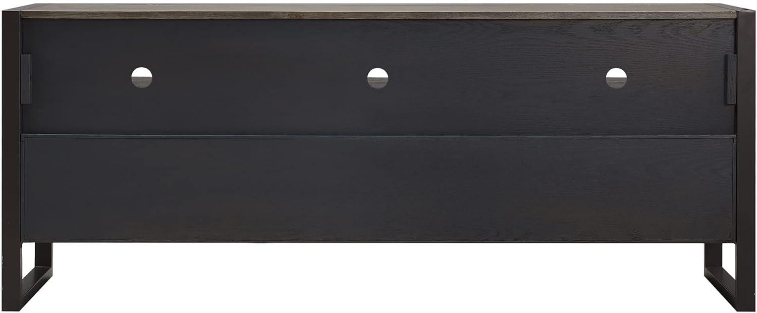image:imageLeick Home 87350 Three Door TV Stand with Cabinet Storage for 55 TVs Westwood Brown CherrySmoke Gray Gunmetal