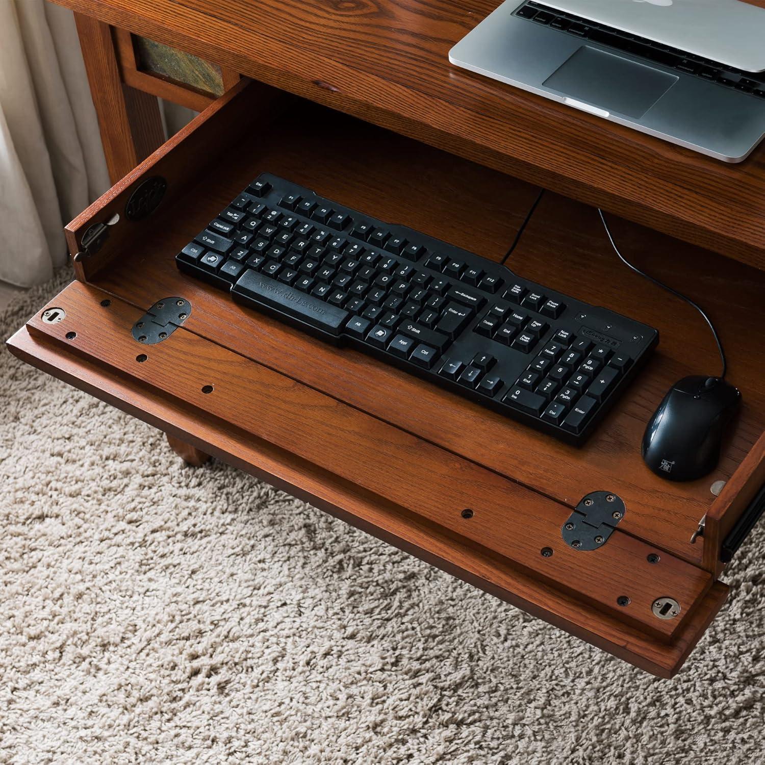 image:imageLeick Home 89400 Rustic Oak and Slate Laptop Desk with Drop Front Keyboard Drawer Distressed Rustic AutumnDistressed Rustic Autumn