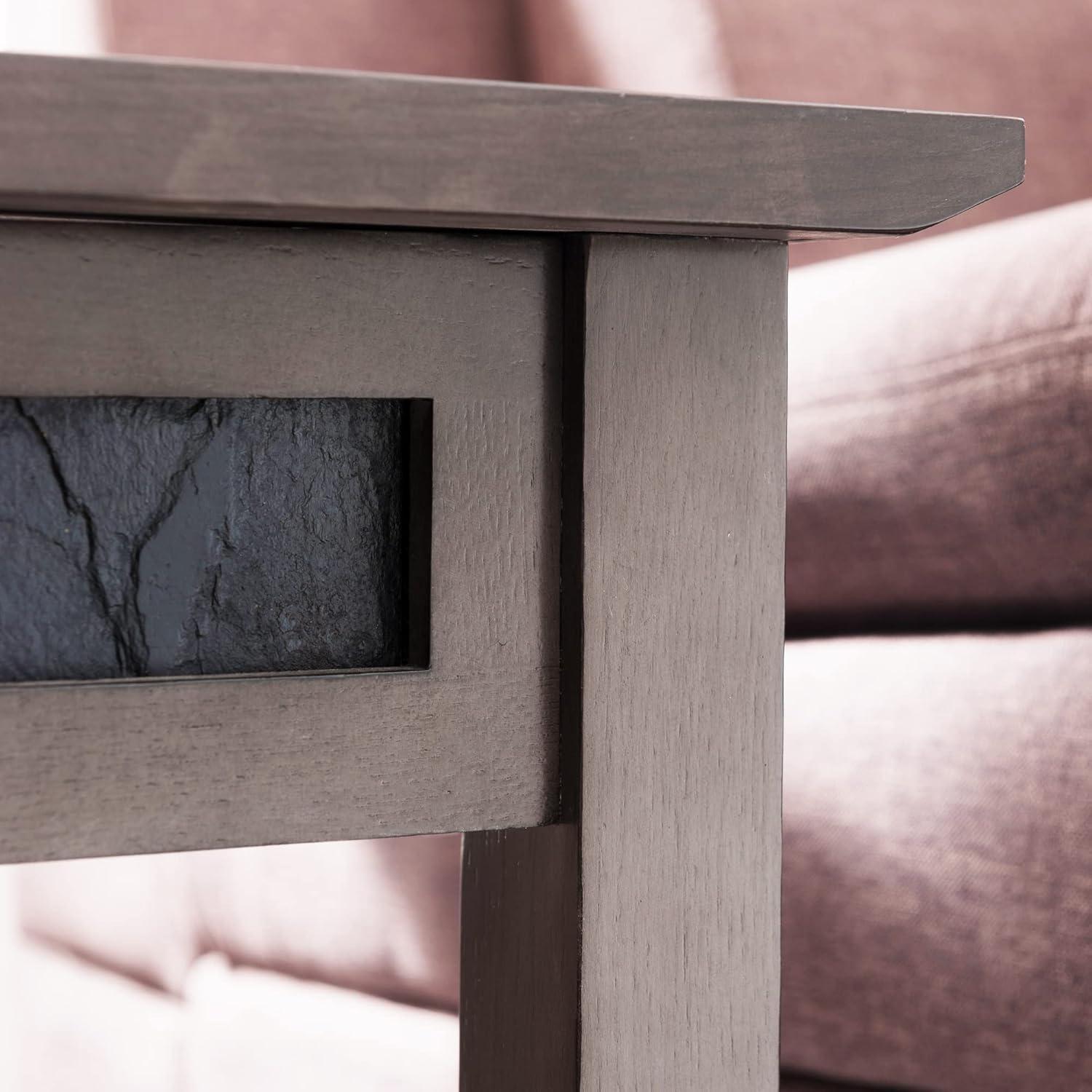 image:imageLeick Home 89400 Rustic Oak and Slate Laptop Desk with Drop Front Keyboard Drawer Distressed Rustic AutumnSmoke Gray